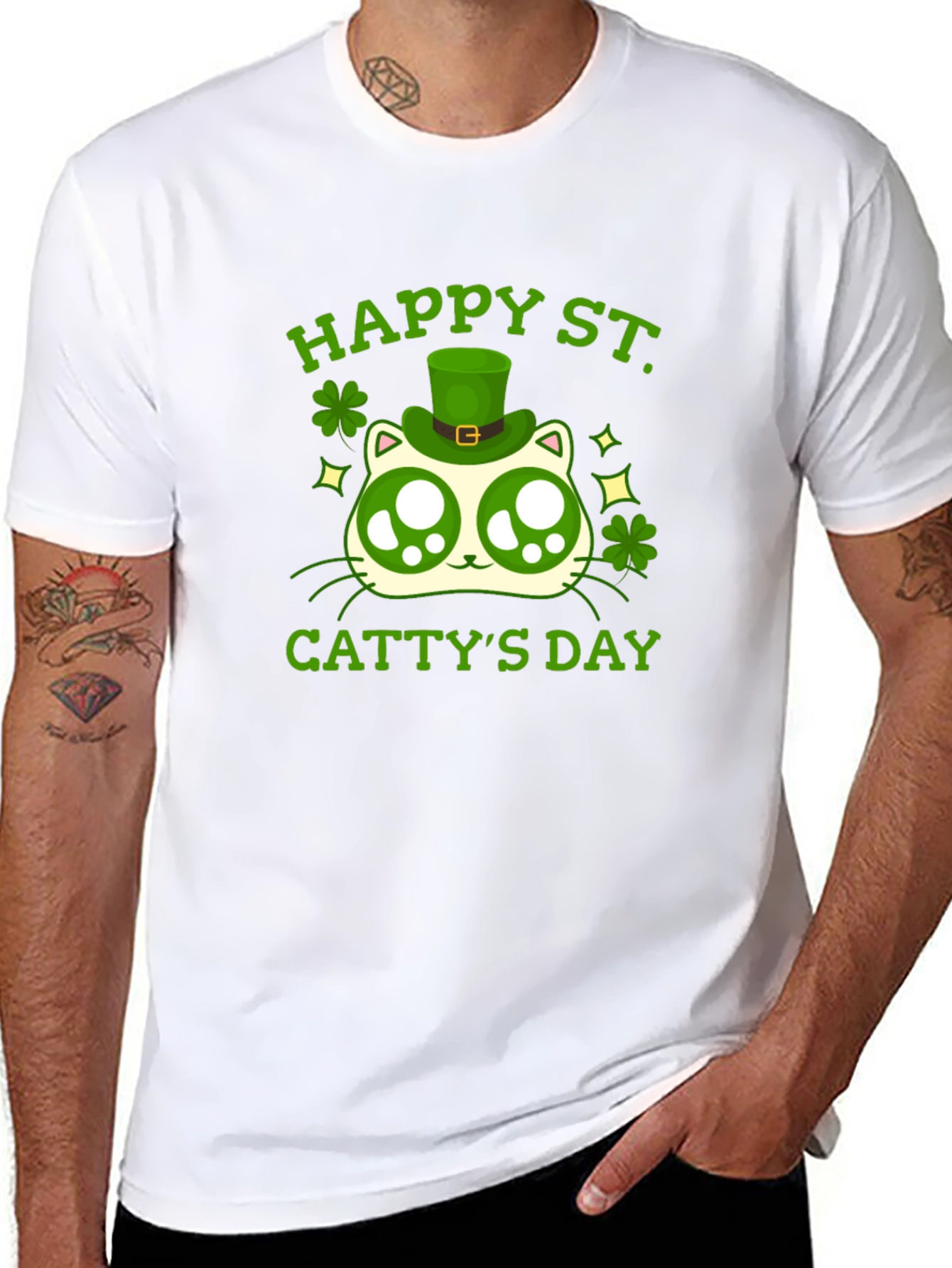 Happy St. Cattys Day Black T-Shirt