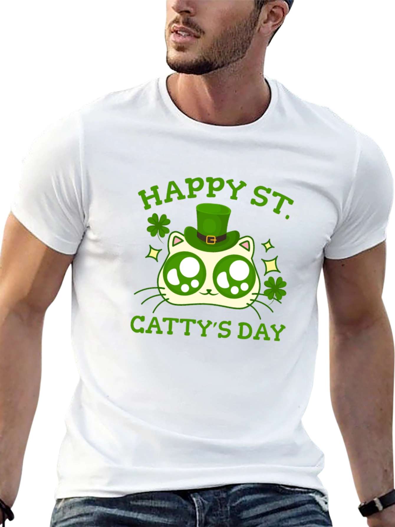 Happy St. Cattys Day Black T-Shirt