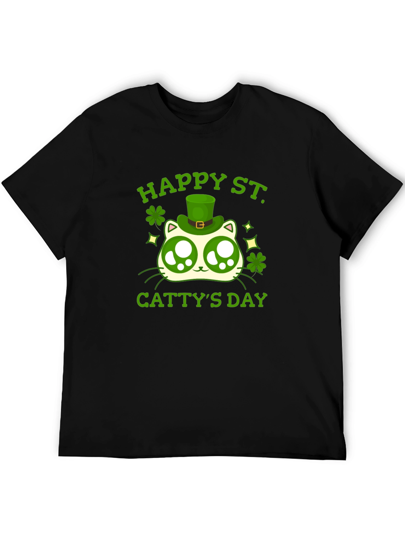 Happy St. Cattys Day Black T-Shirt