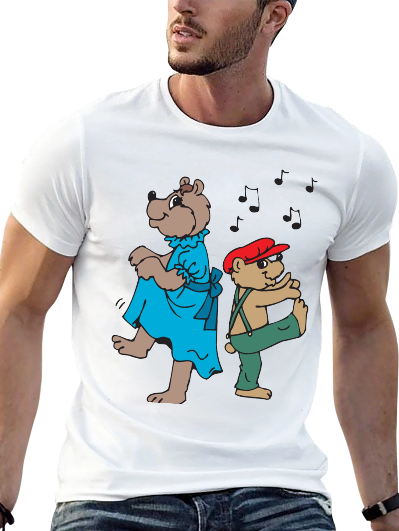 Dancing Bears Black Graphic T-Shirt