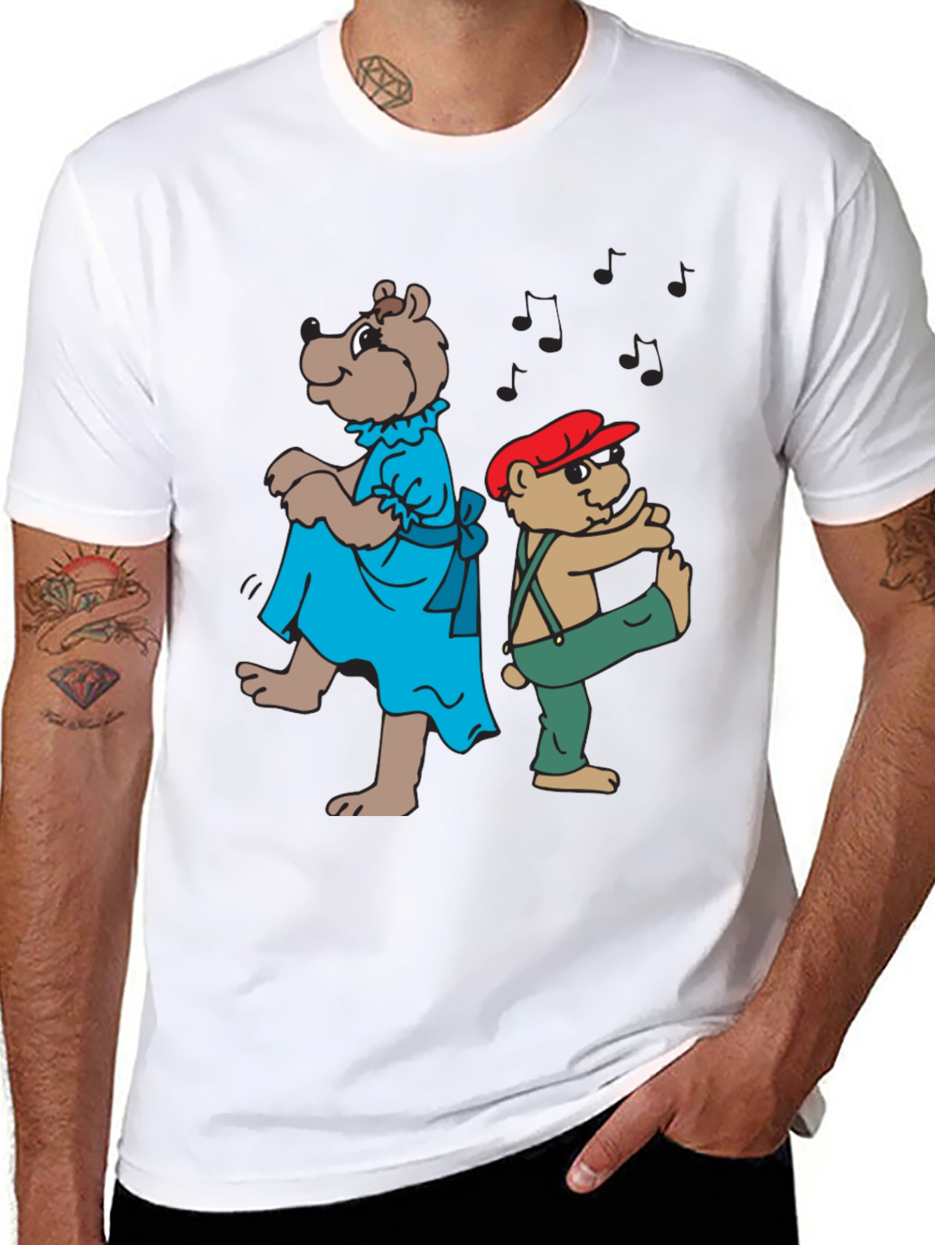 Dancing Bears Black Graphic T-Shirt