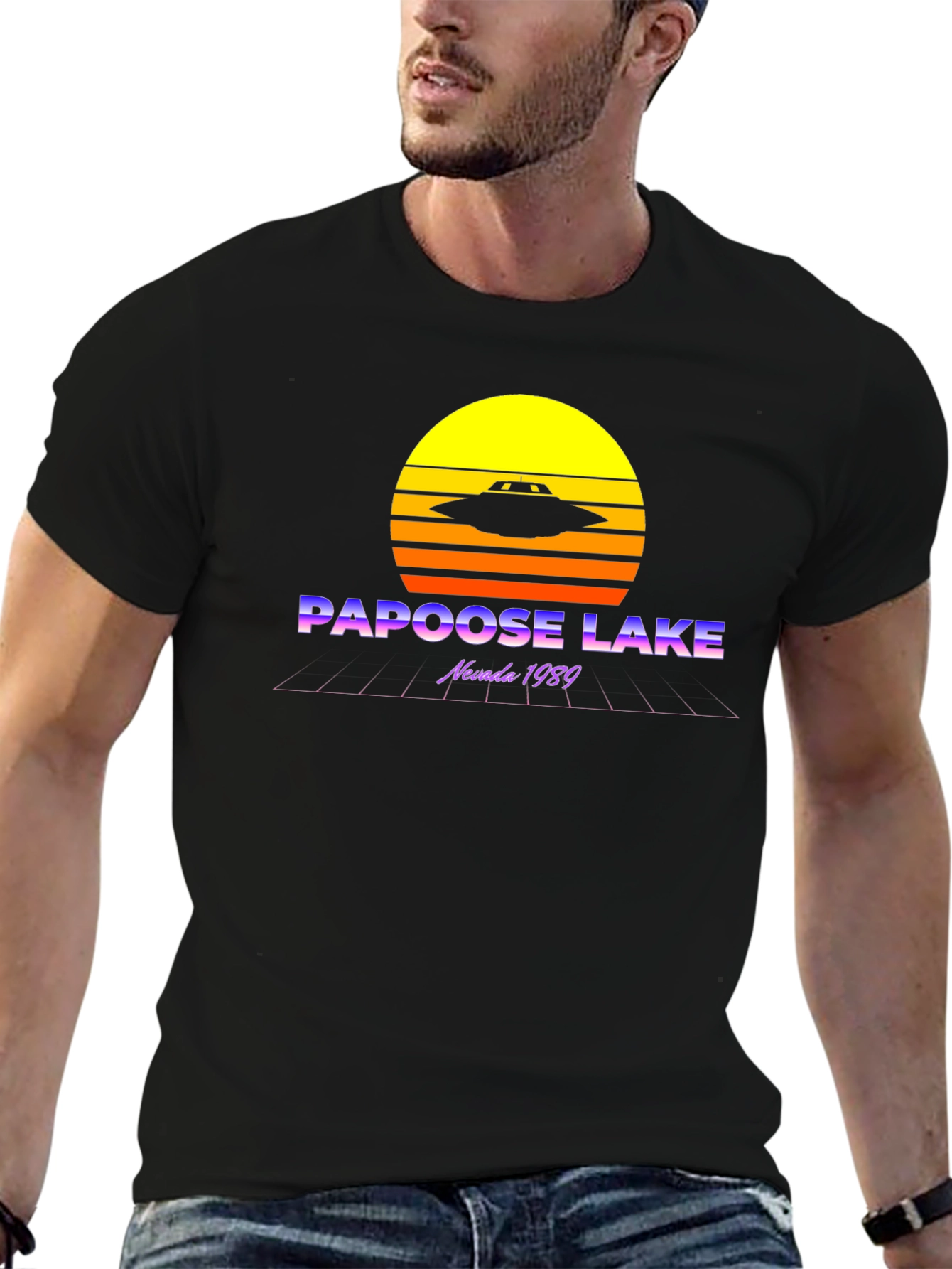 Papoose Lake 1989 Retro UFO Graphic T-Shirt