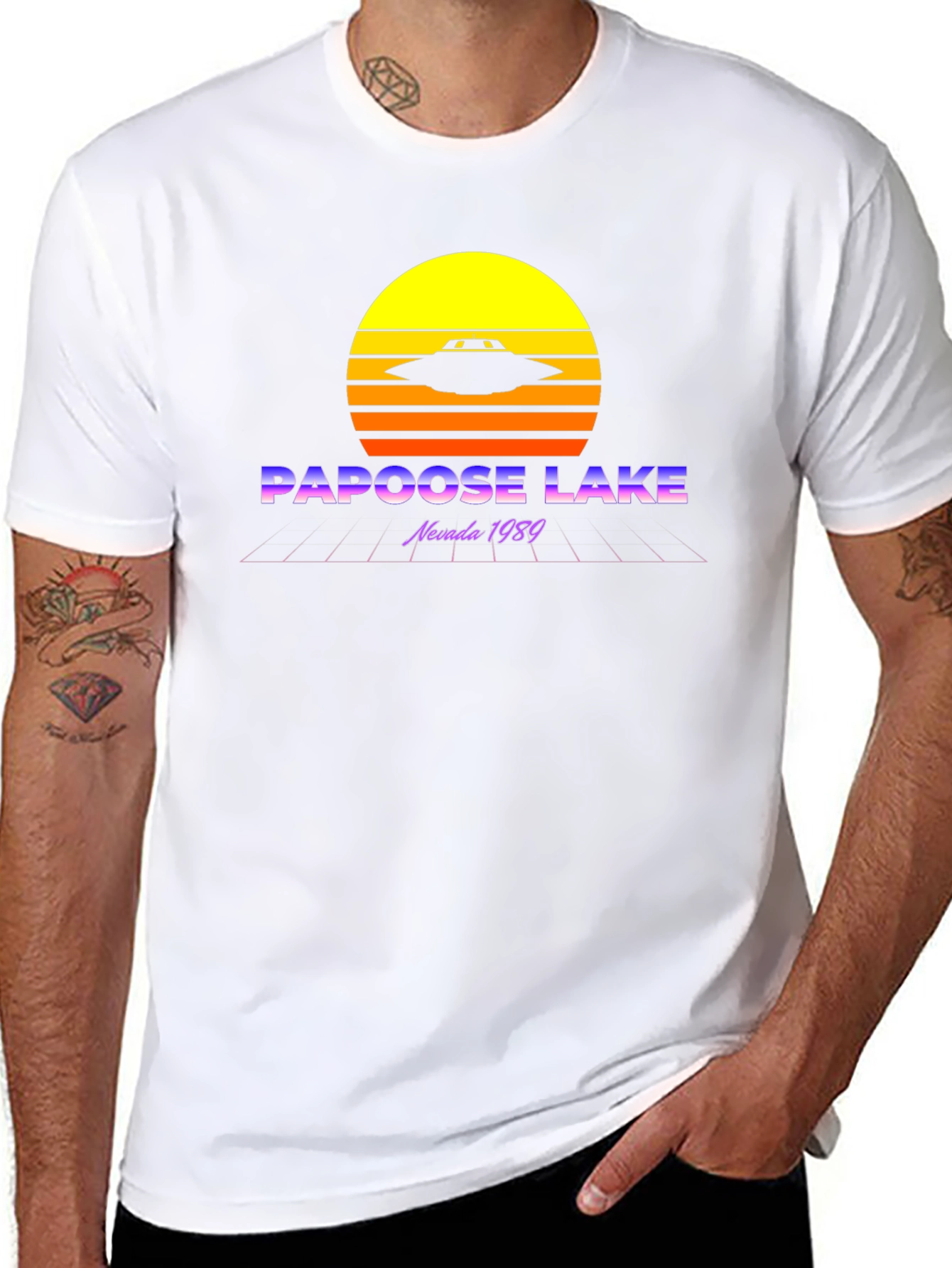 Papoose Lake 1989 Retro UFO Graphic T-Shirt