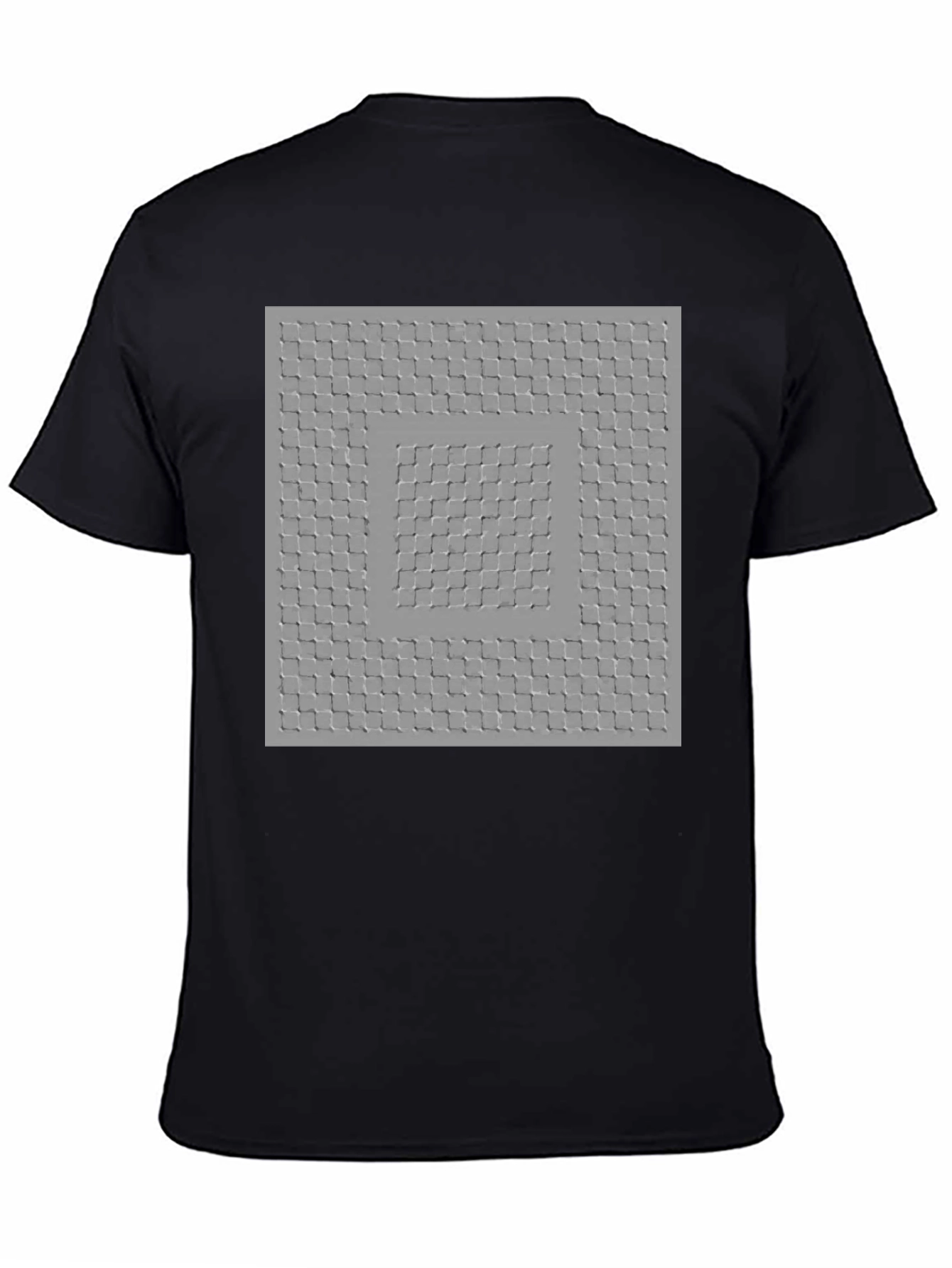 Optical Illusion Square Pattern Tee - Trendy Black Shirt