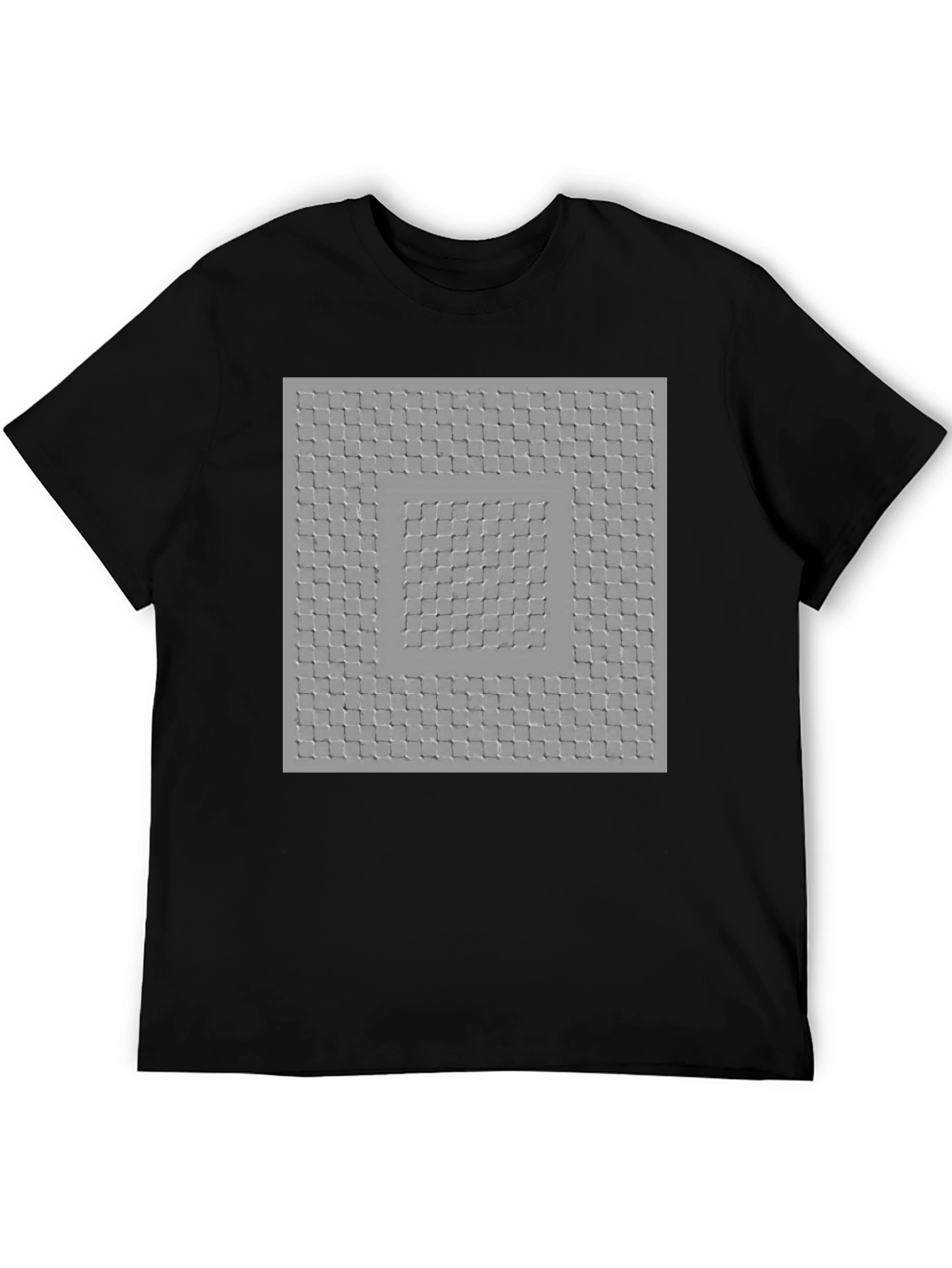 Optical Illusion Square Pattern Tee - Trendy Black Shirt