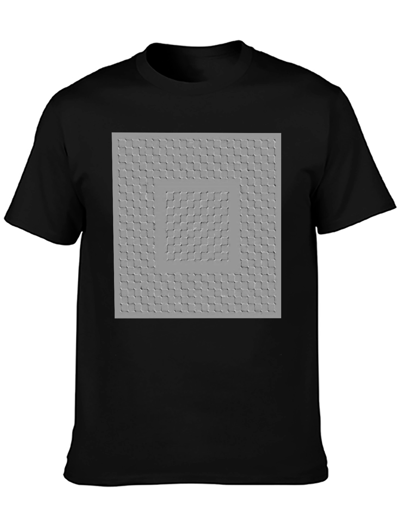 Optical Illusion Square Pattern Tee - Trendy Black Shirt
