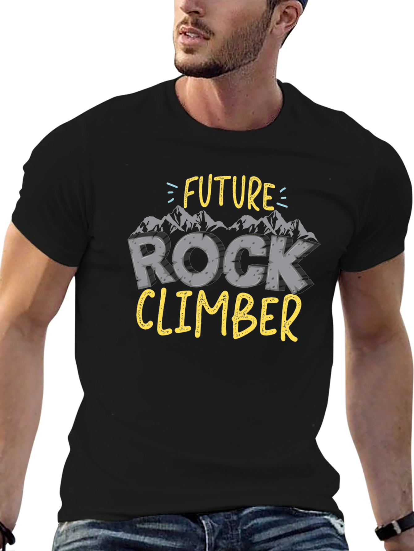 Future Rock Climber T-Shirt Black Cotton Tee