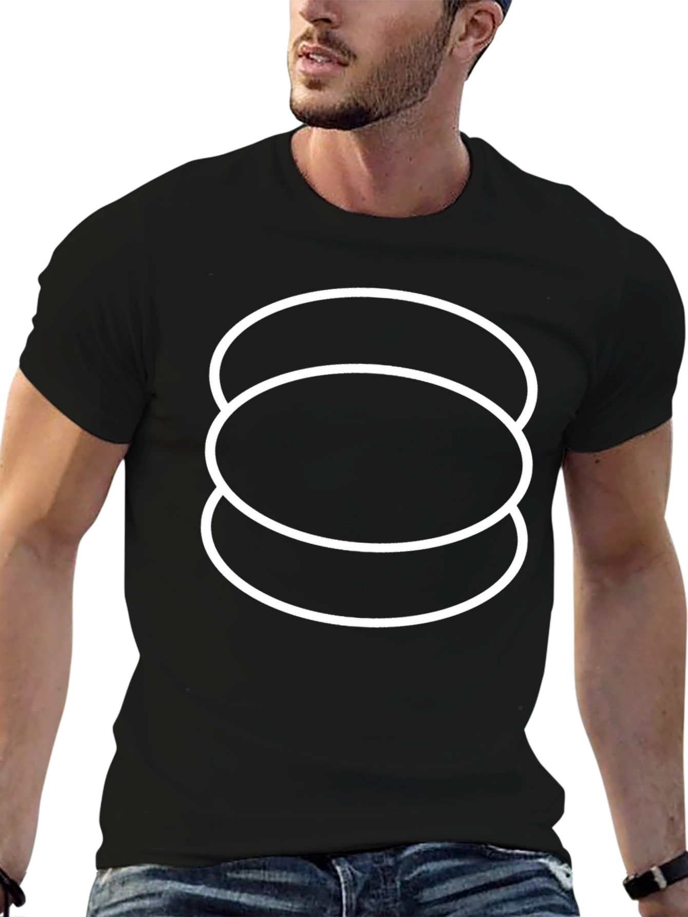 Abstract Circles Graphic Print Black T-Shirt
