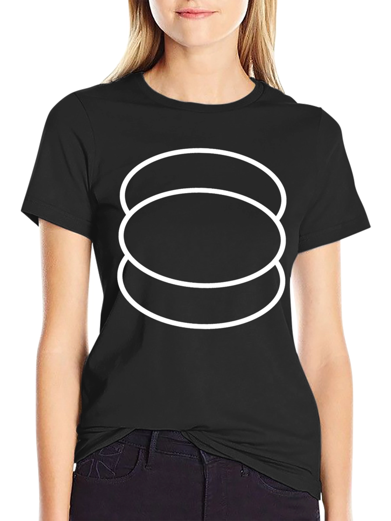 Abstract Circles Graphic Print Black T-Shirt