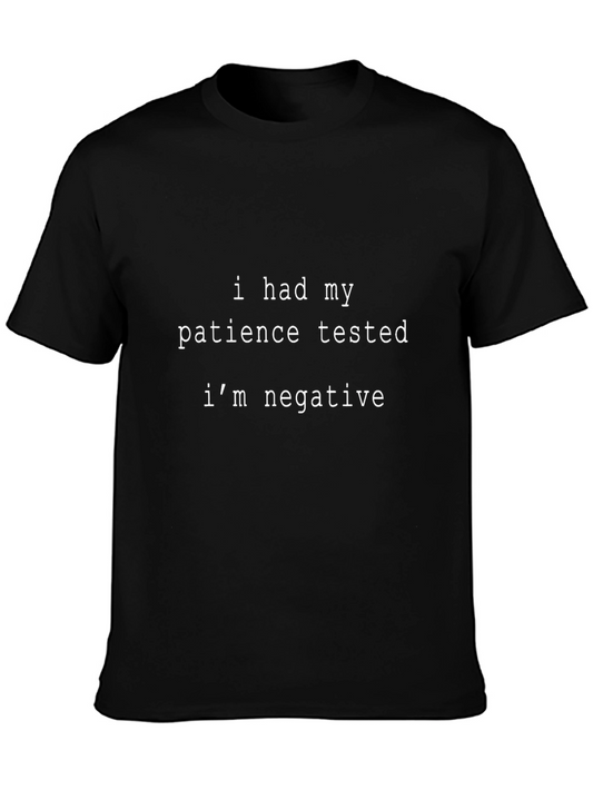 Humorous Patience Tested Graphic Tee - Black