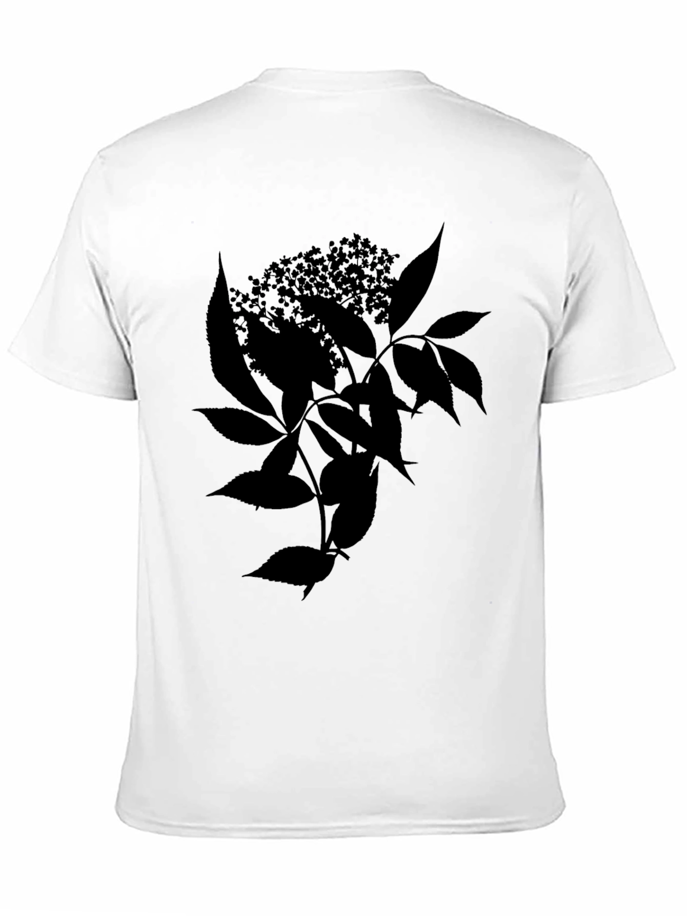 Black Botanical T-Shirt - Leaf & Flower Design