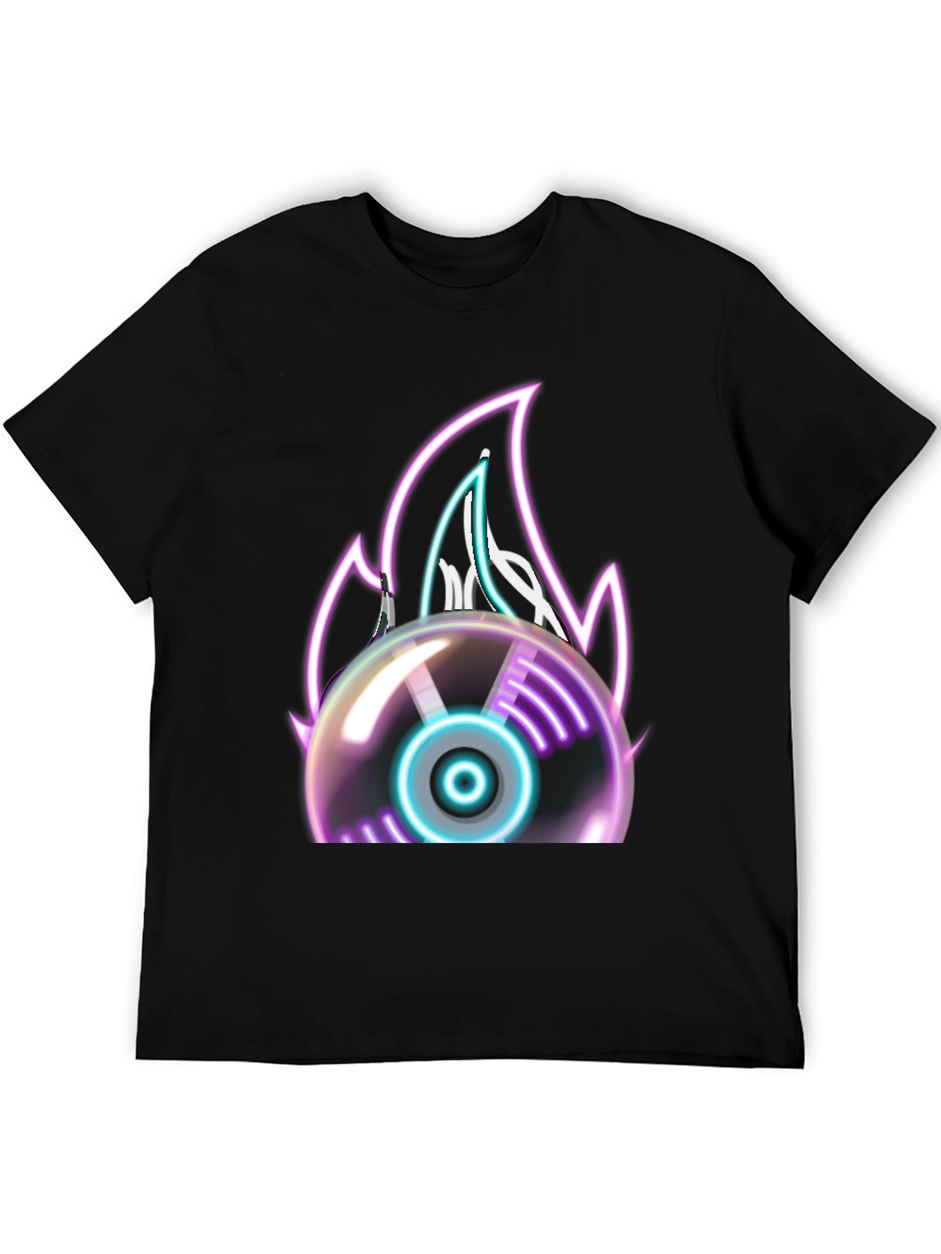 Neon Flame Vinyl Record Graphic Tee