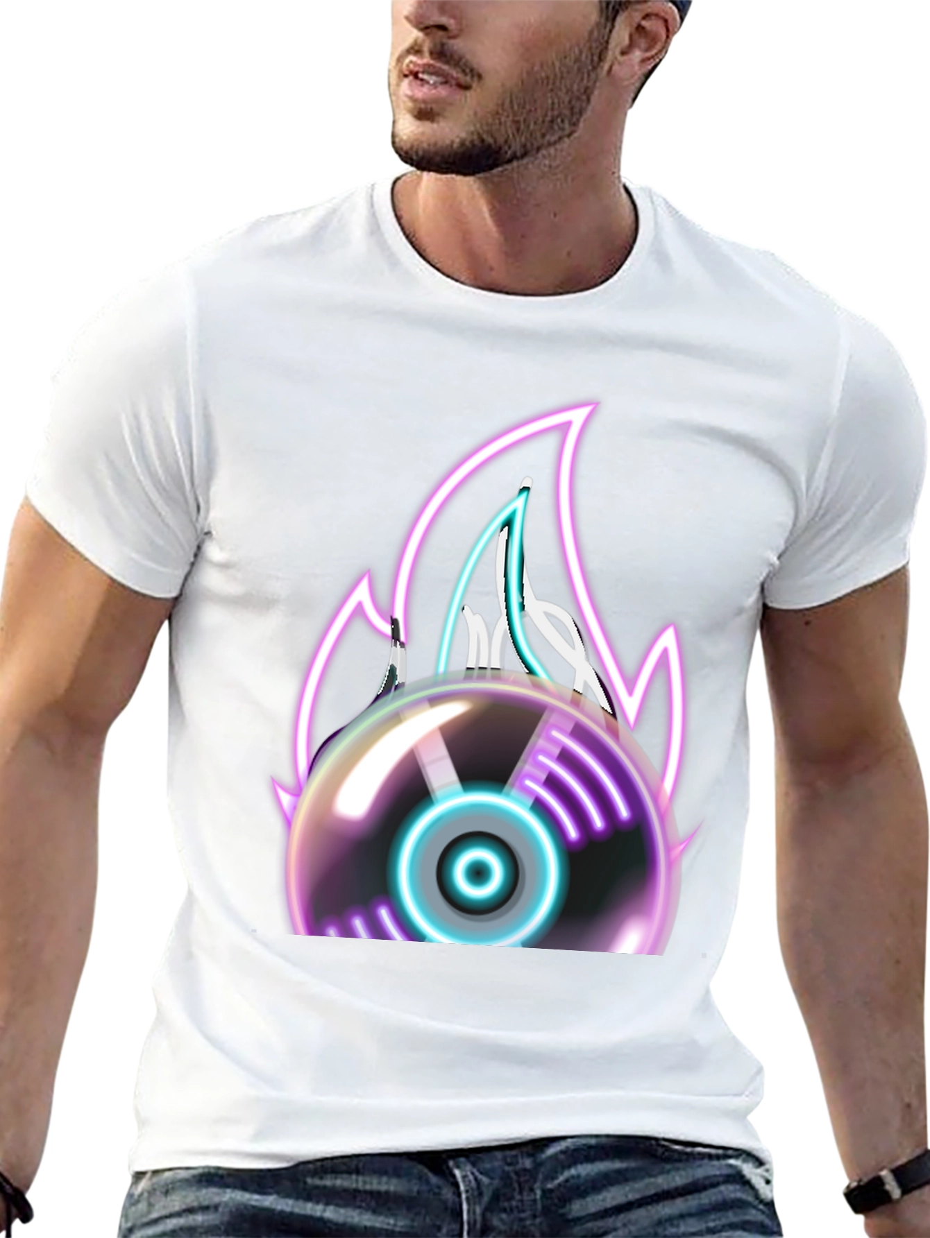 Neon Flame Vinyl Record Graphic Tee