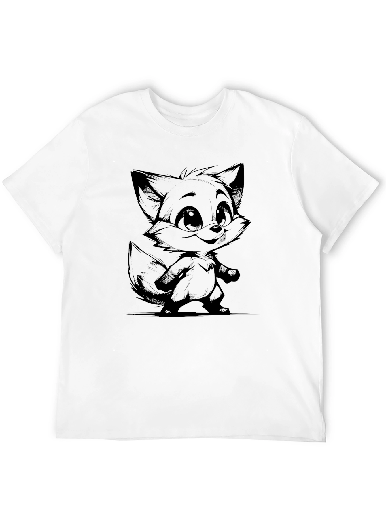 Fox Graphic Black T-Shirt - Cartoon Style