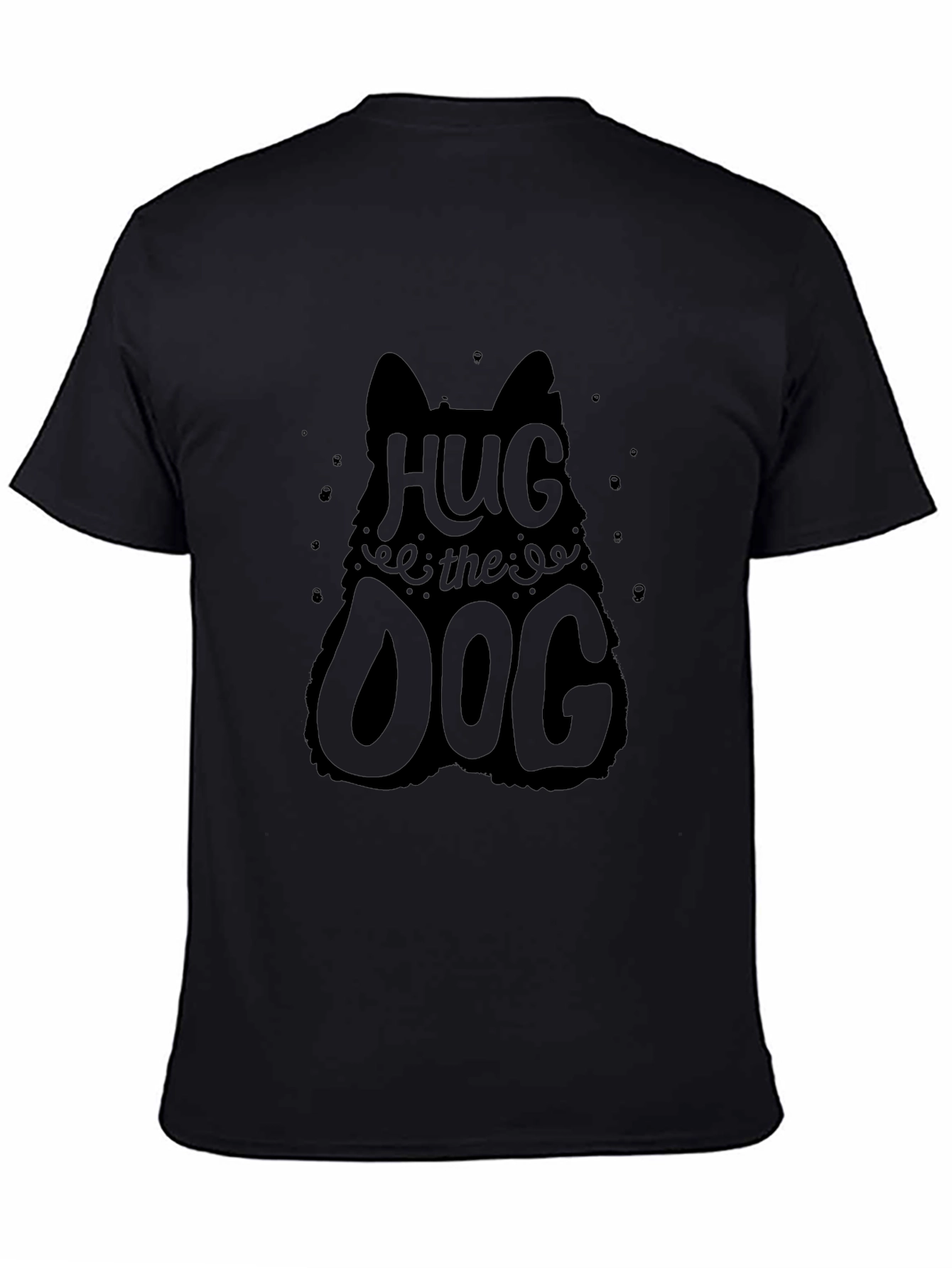 Hug the Dog Graphic Tee - Black Cotton T-Shirt