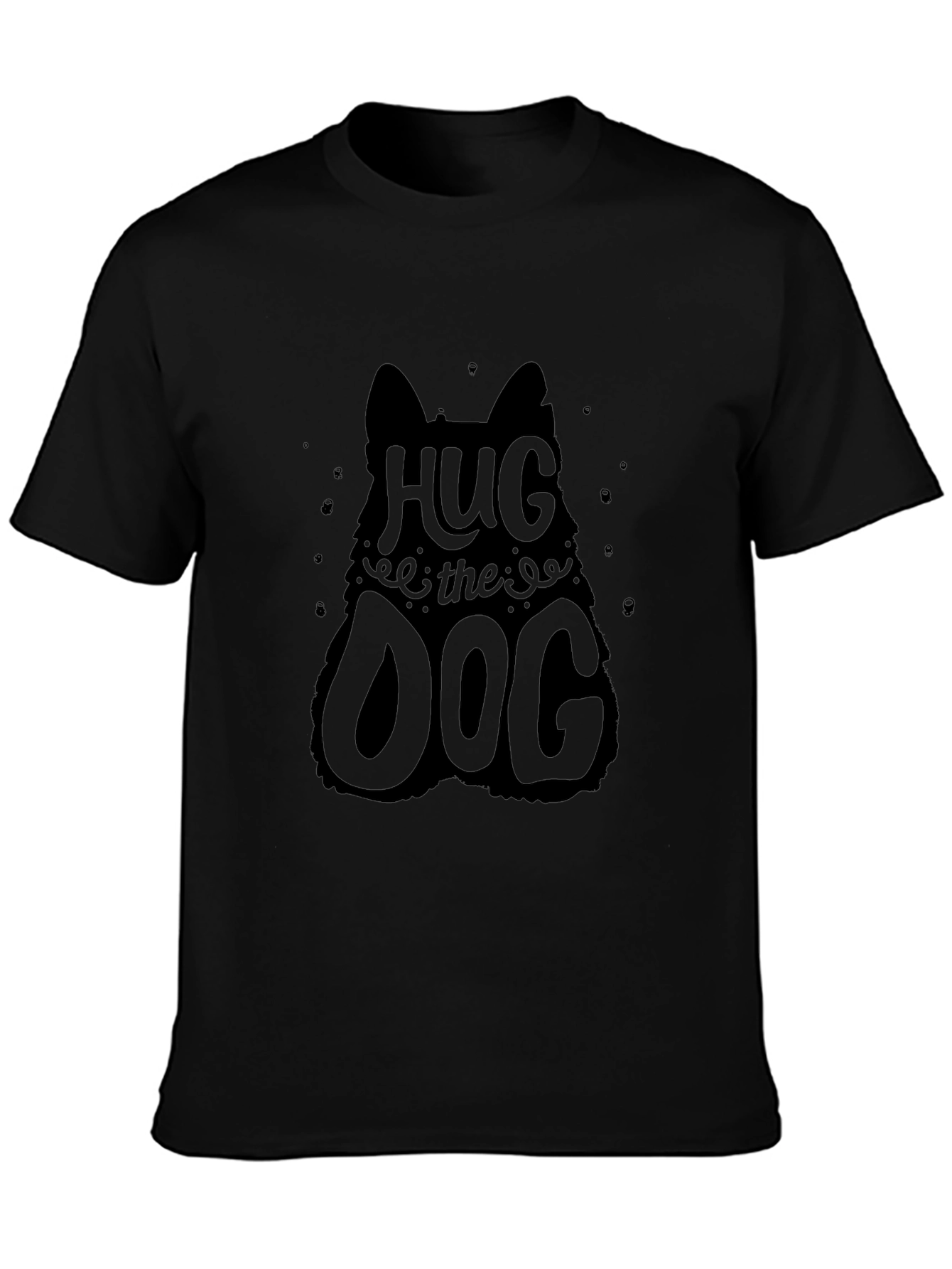 Hug the Dog Graphic Tee - Black Cotton T-Shirt
