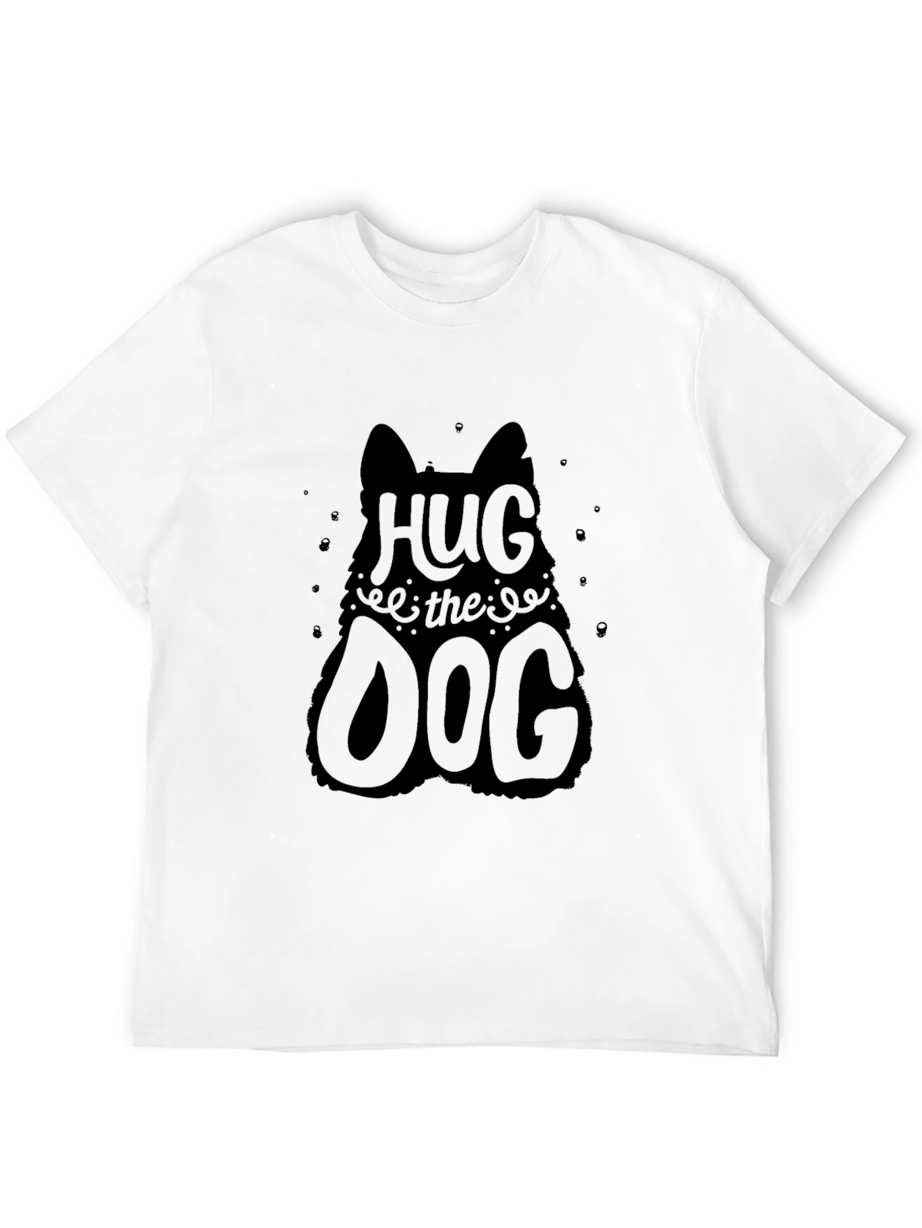 Hug the Dog Graphic Tee - Black Cotton T-Shirt