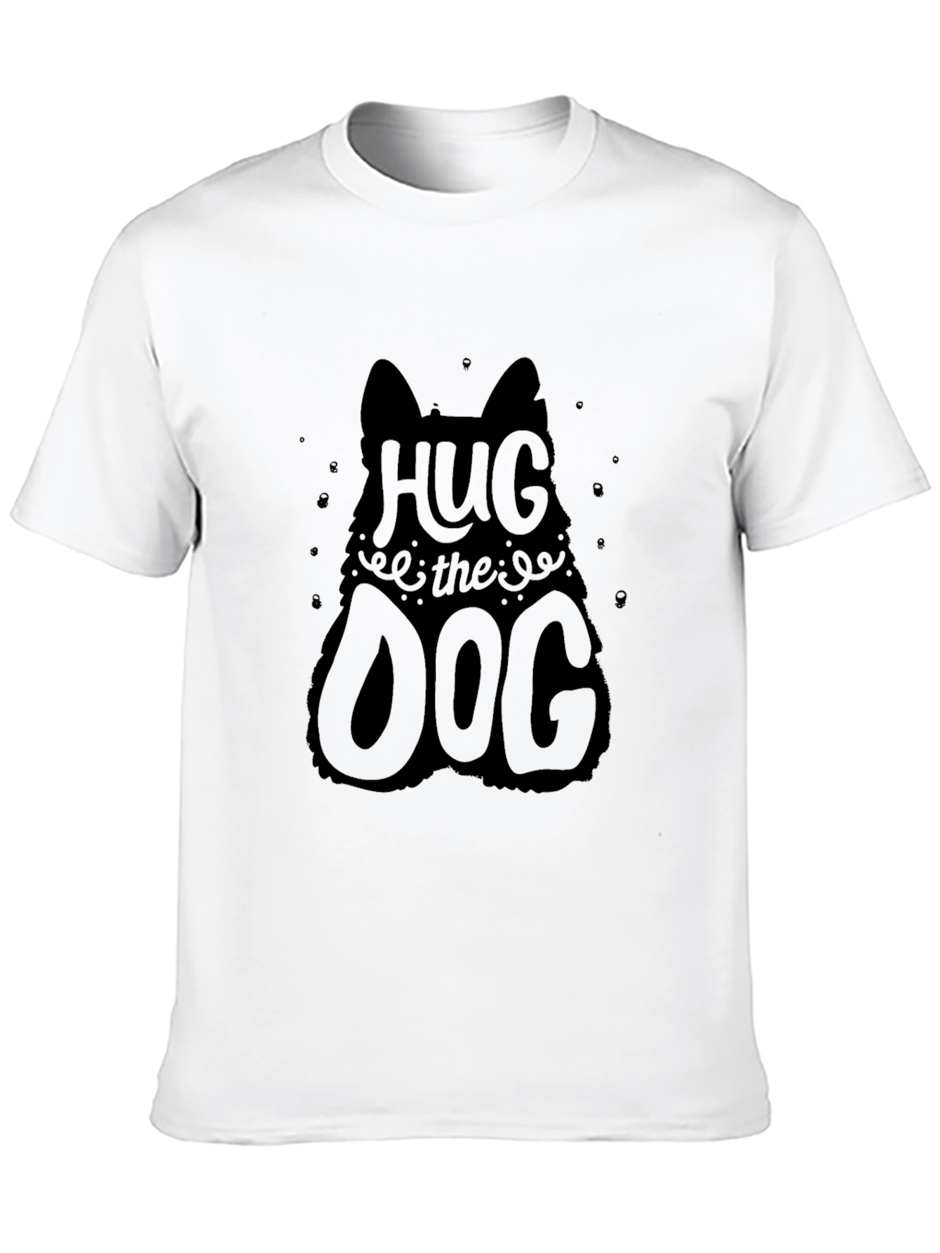 Hug the Dog Graphic Tee - Black Cotton T-Shirt