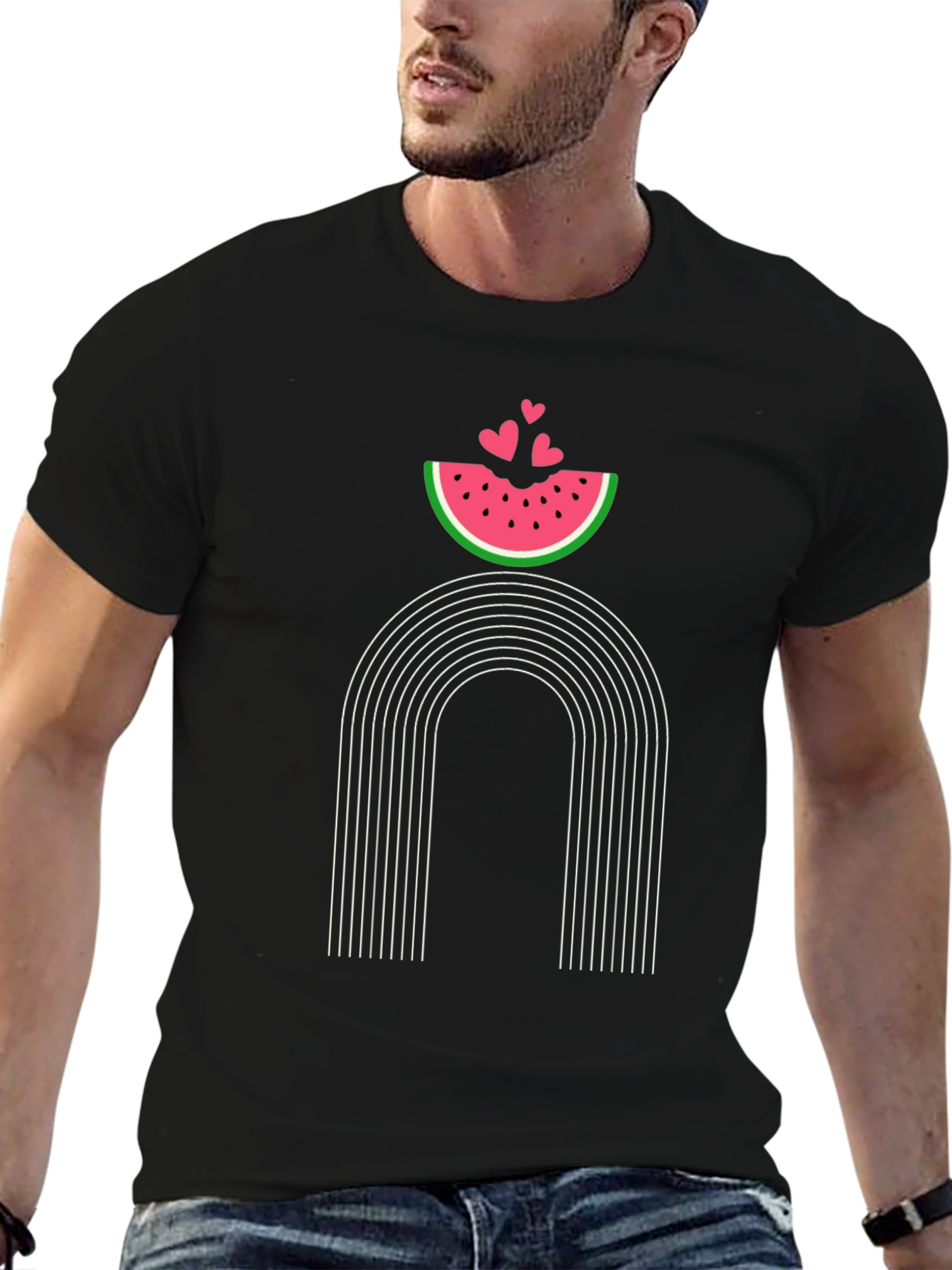 Watermelon Rainbow Graphic Tee - Trendy Casual Style