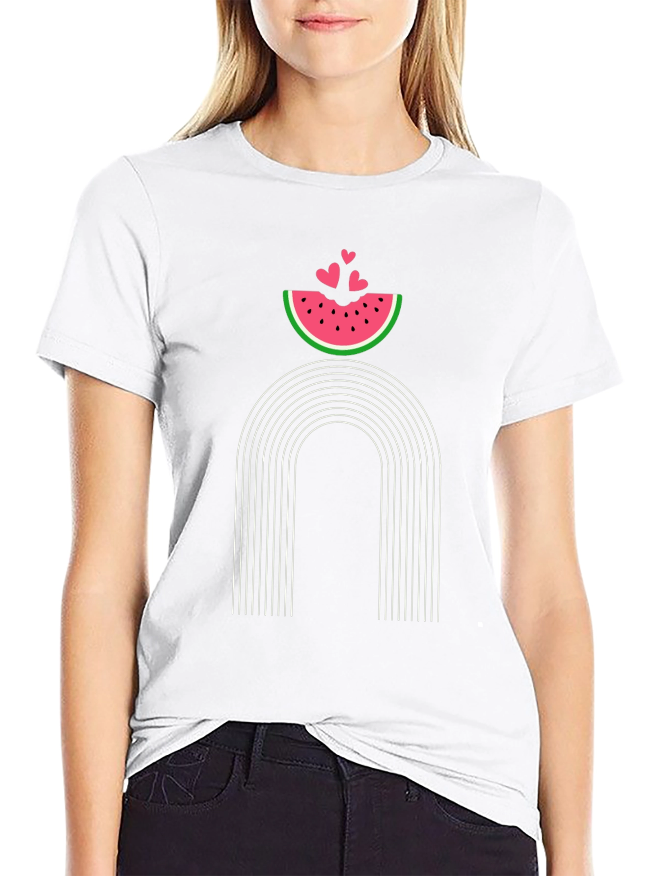 Watermelon Rainbow Graphic Tee - Trendy Casual Style
