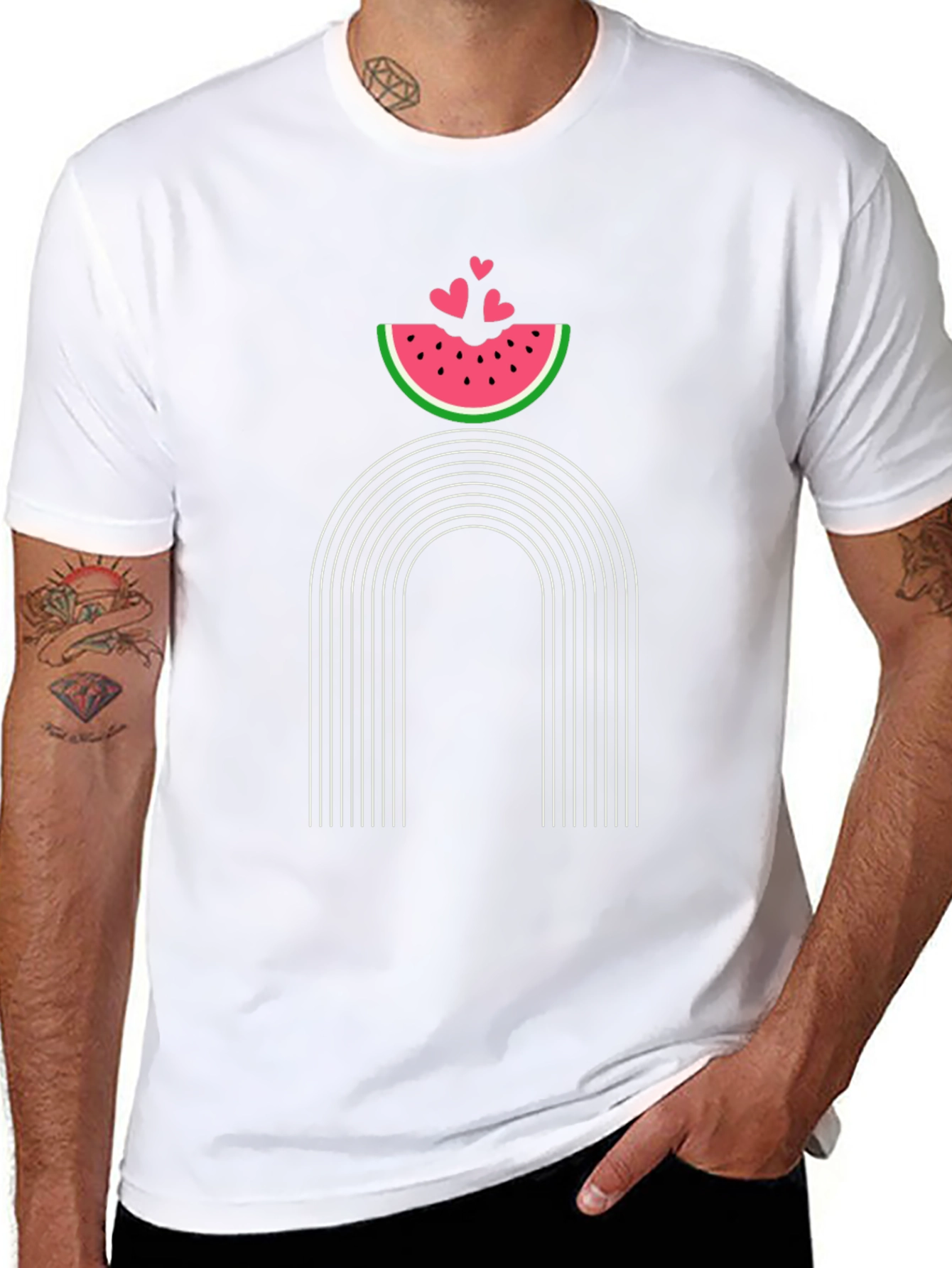Watermelon Rainbow Graphic Tee - Trendy Casual Style