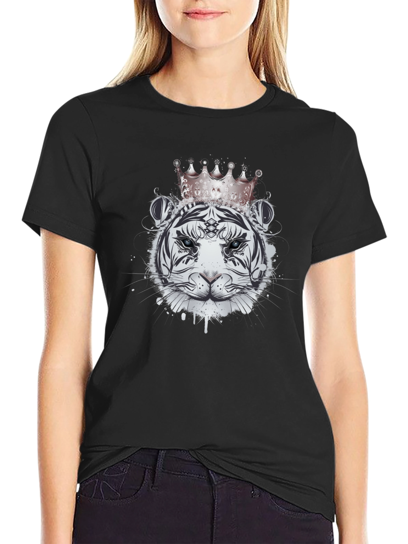 Royal Tiger Graphic Tee - Black Cotton Shirt