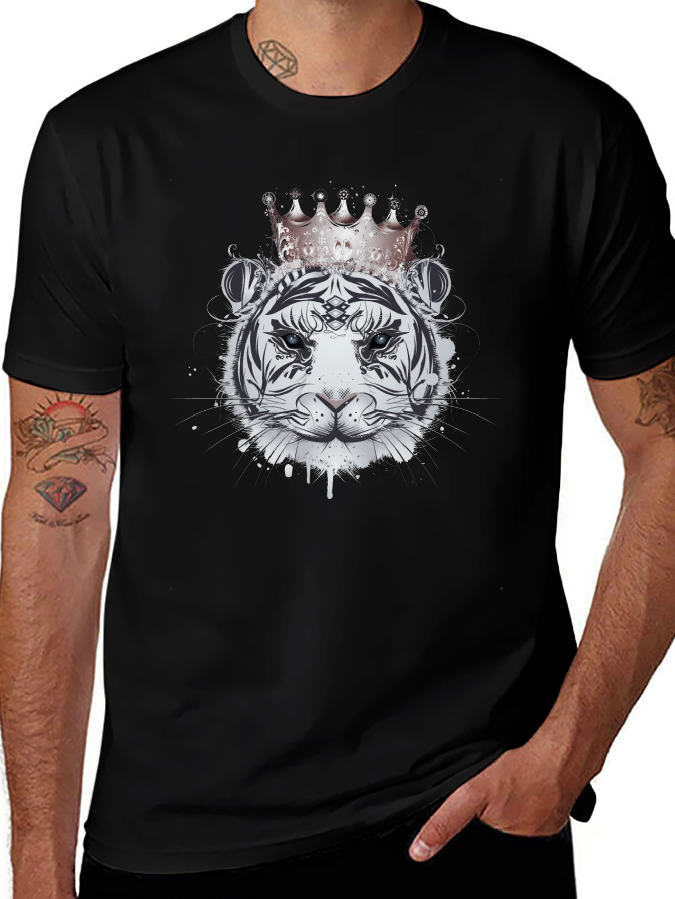 Royal Tiger Graphic Tee - Black Cotton Shirt