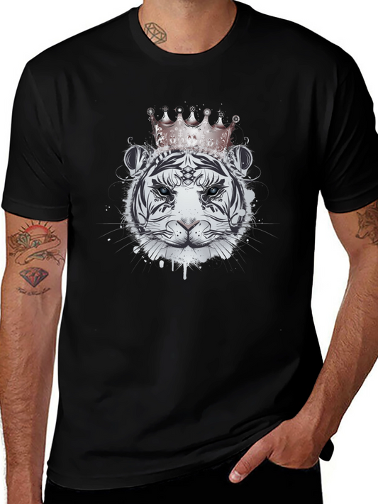 Royal Tiger Graphic Tee - Black Cotton Shirt