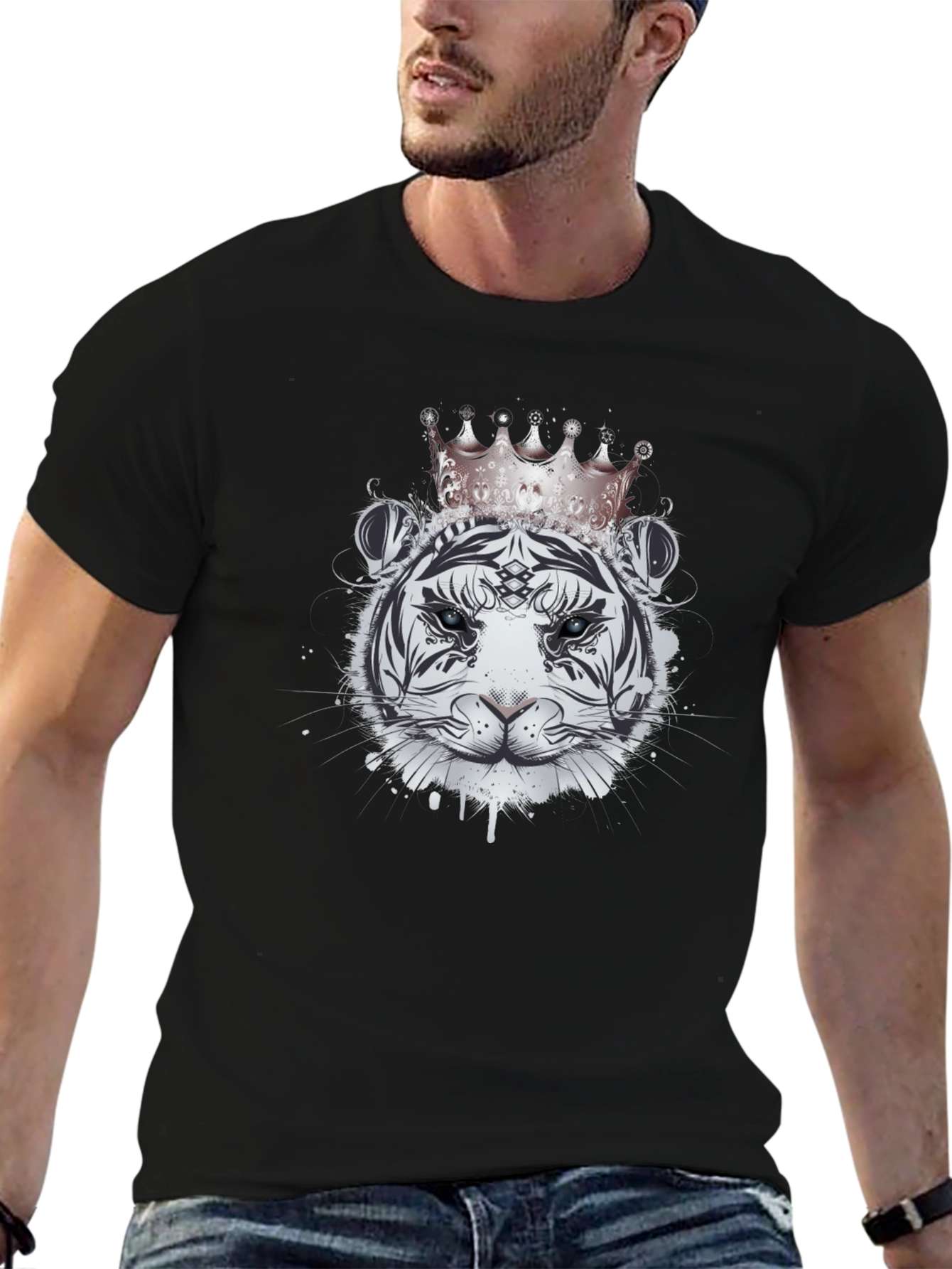 Royal Tiger Graphic Tee - Black Cotton Shirt