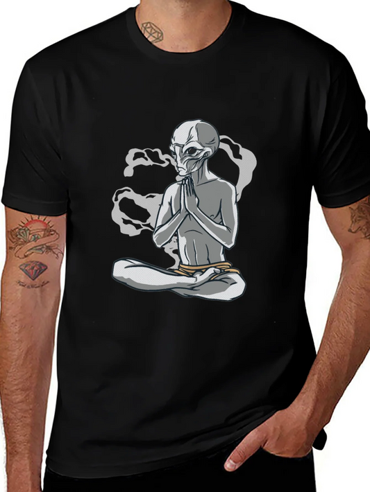 Meditating Alien Graphic T-Shirt - Relaxed Fit