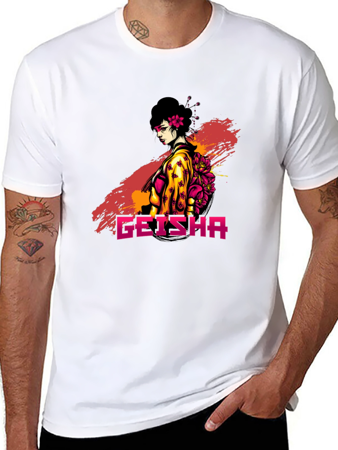 Geisha Graphic Tee - Stylish Japanese Art T-Shirt