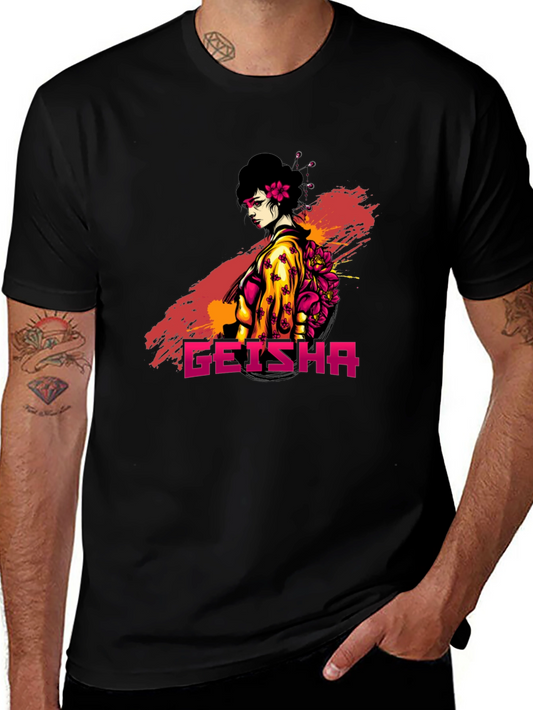 Geisha Graphic Tee - Stylish Japanese Art T-Shirt