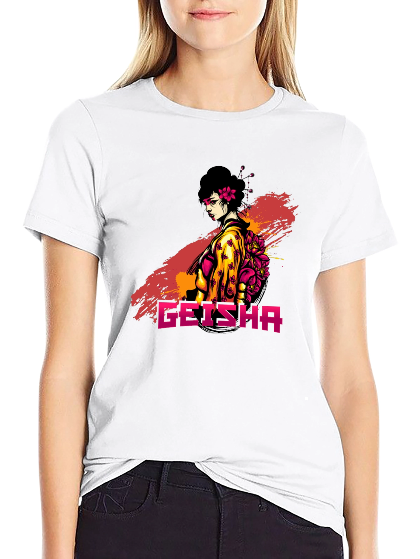 Geisha Graphic Tee - Stylish Japanese Art T-Shirt