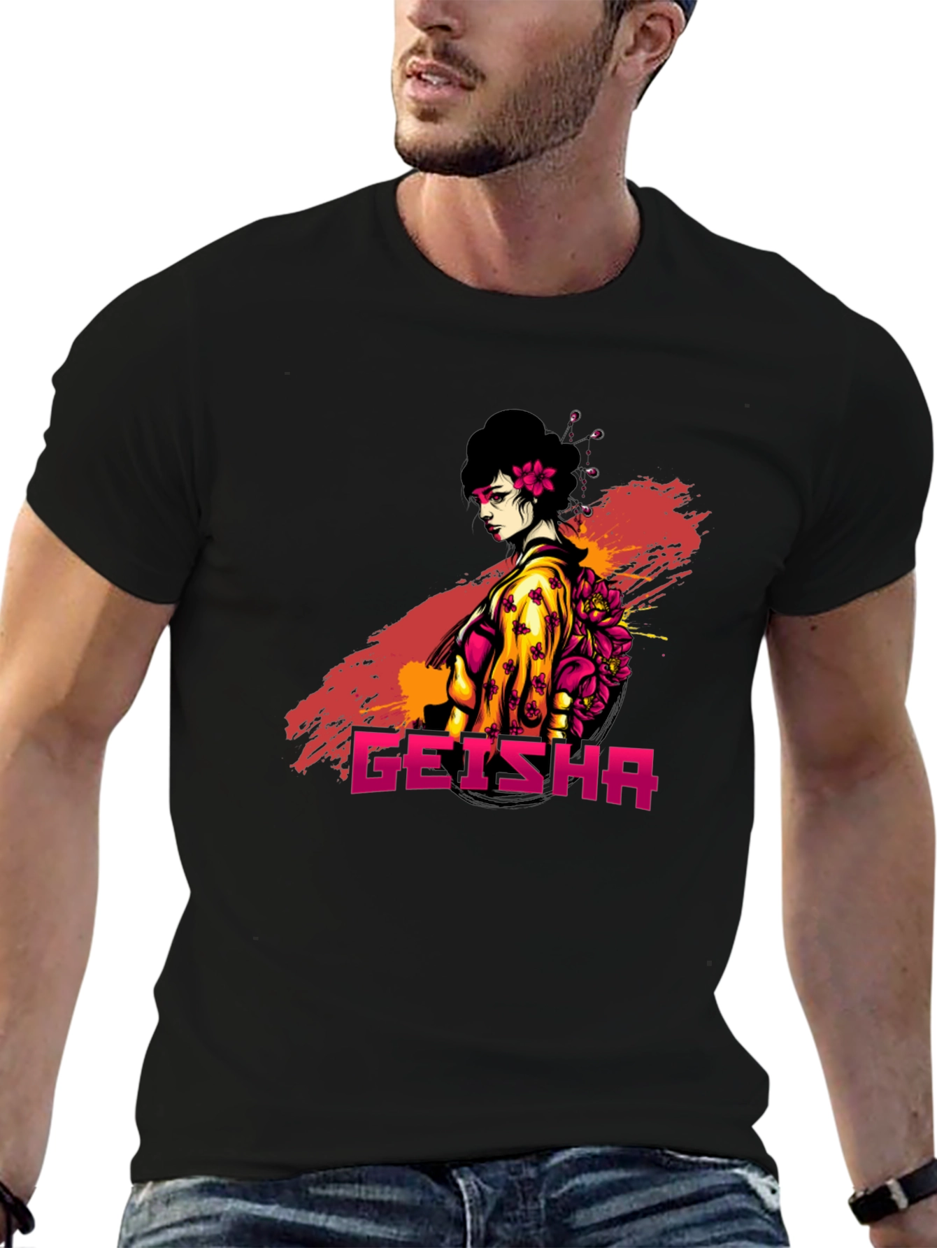 Geisha Graphic Tee - Stylish Japanese Art T-Shirt