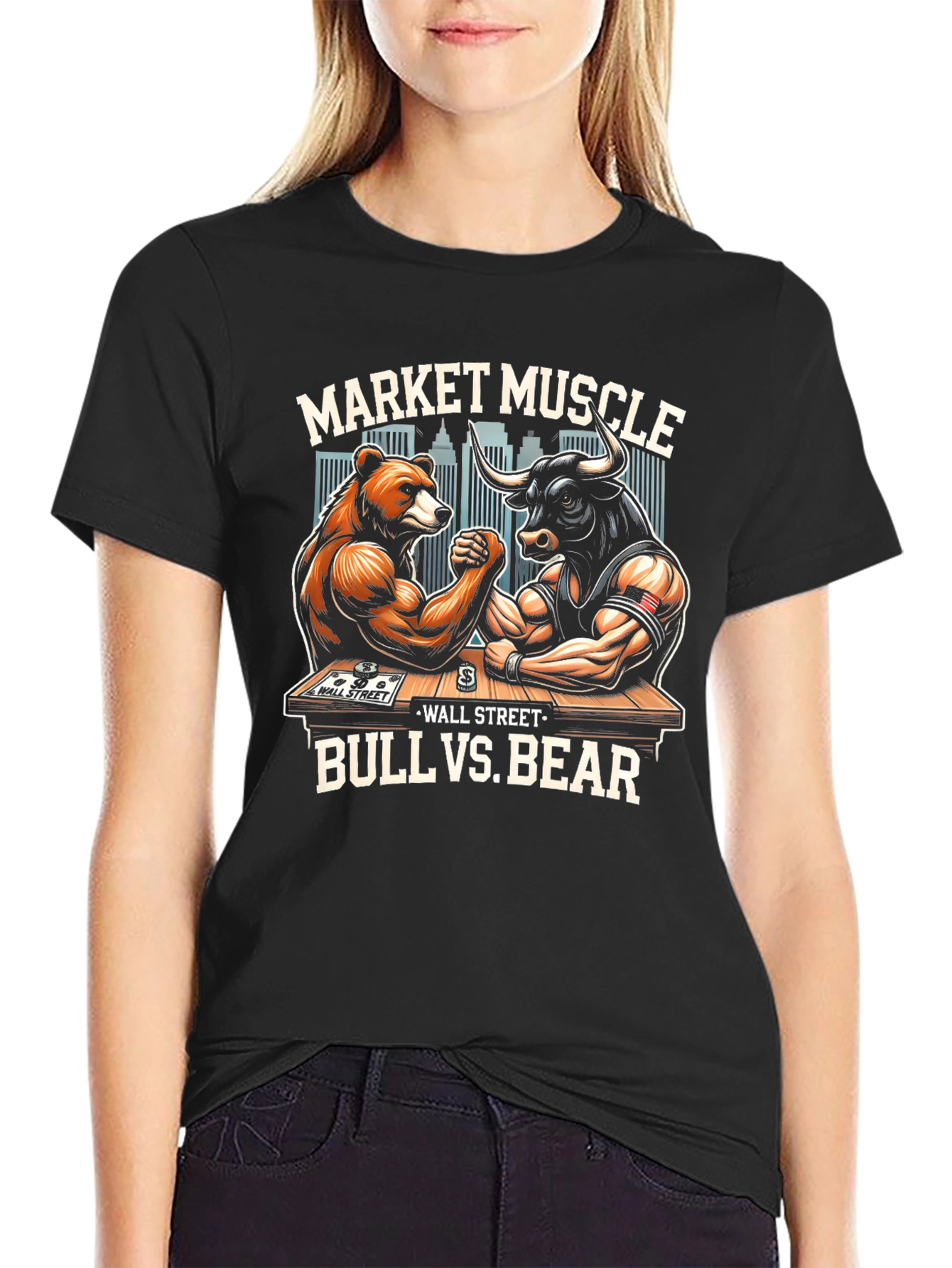 Market Muscle Bull vs Bear Graphic T-Shirt