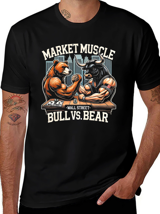 Market Muscle Bull vs Bear Graphic T-Shirt