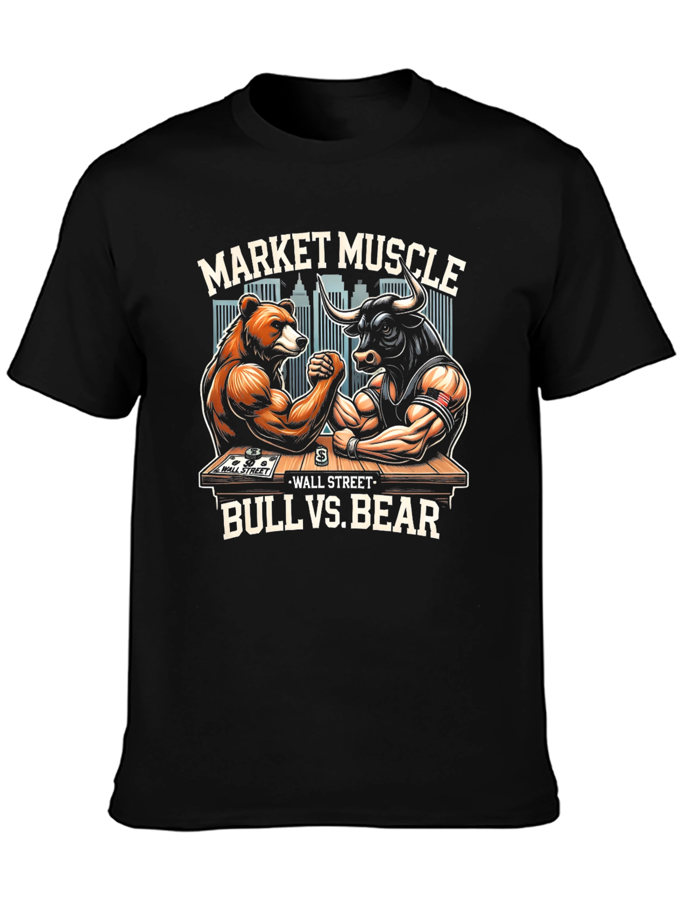 Market Muscle Bull vs Bear Graphic T-Shirt