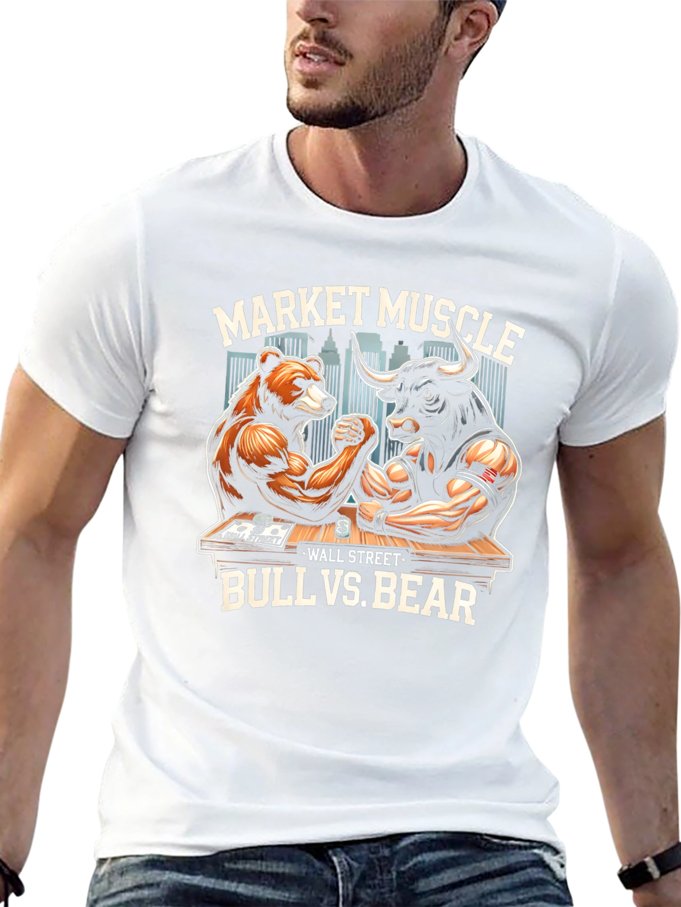 Market Muscle Bull vs Bear Graphic T-Shirt