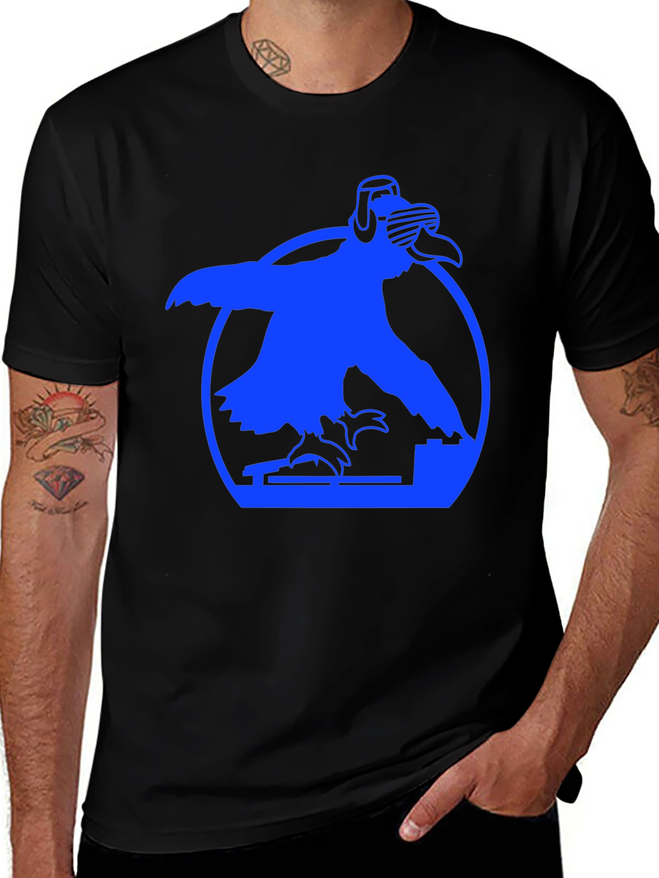 DJ Bird Graphic Tee - Cool Crow T-Shirt