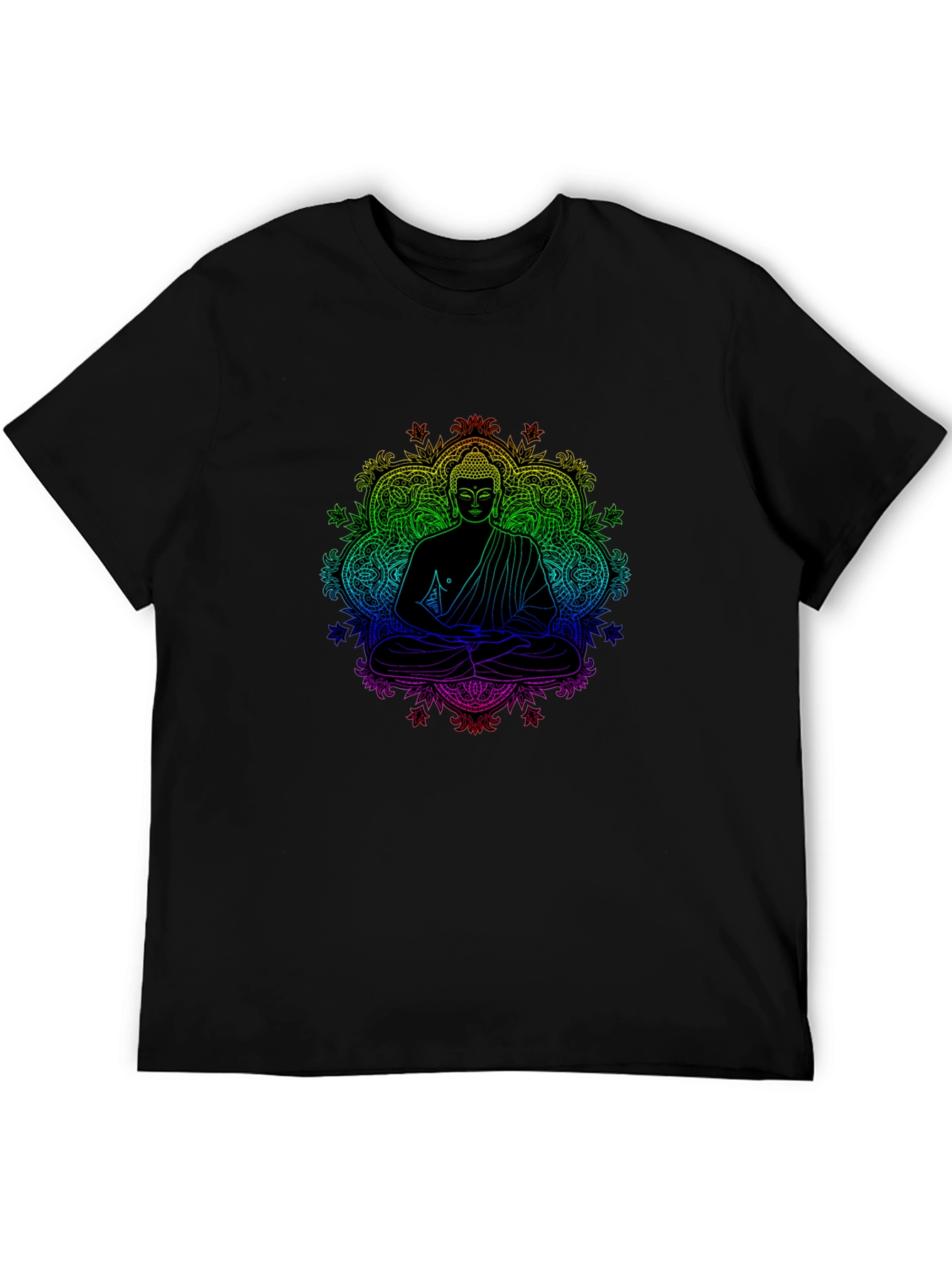 Rainbow Buddha Graphic Black T-Shirt