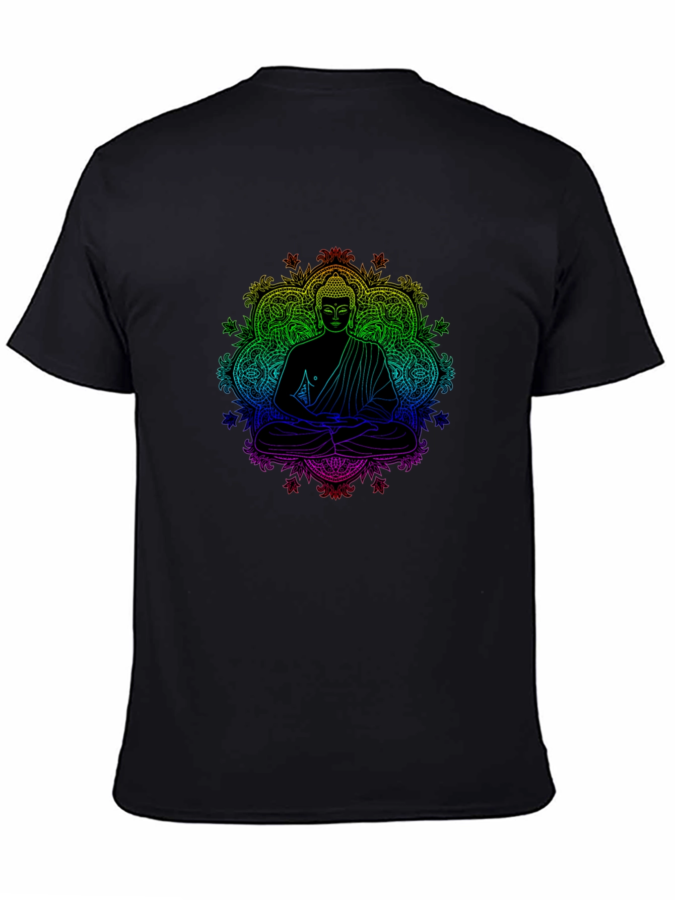 Rainbow Buddha Graphic Black T-Shirt