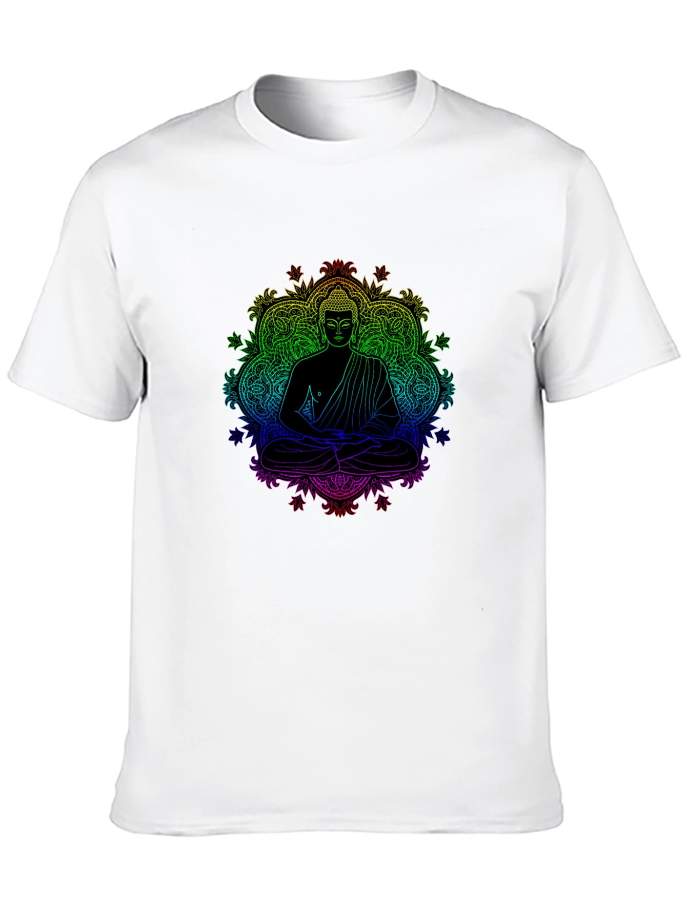 Rainbow Buddha Graphic Black T-Shirt