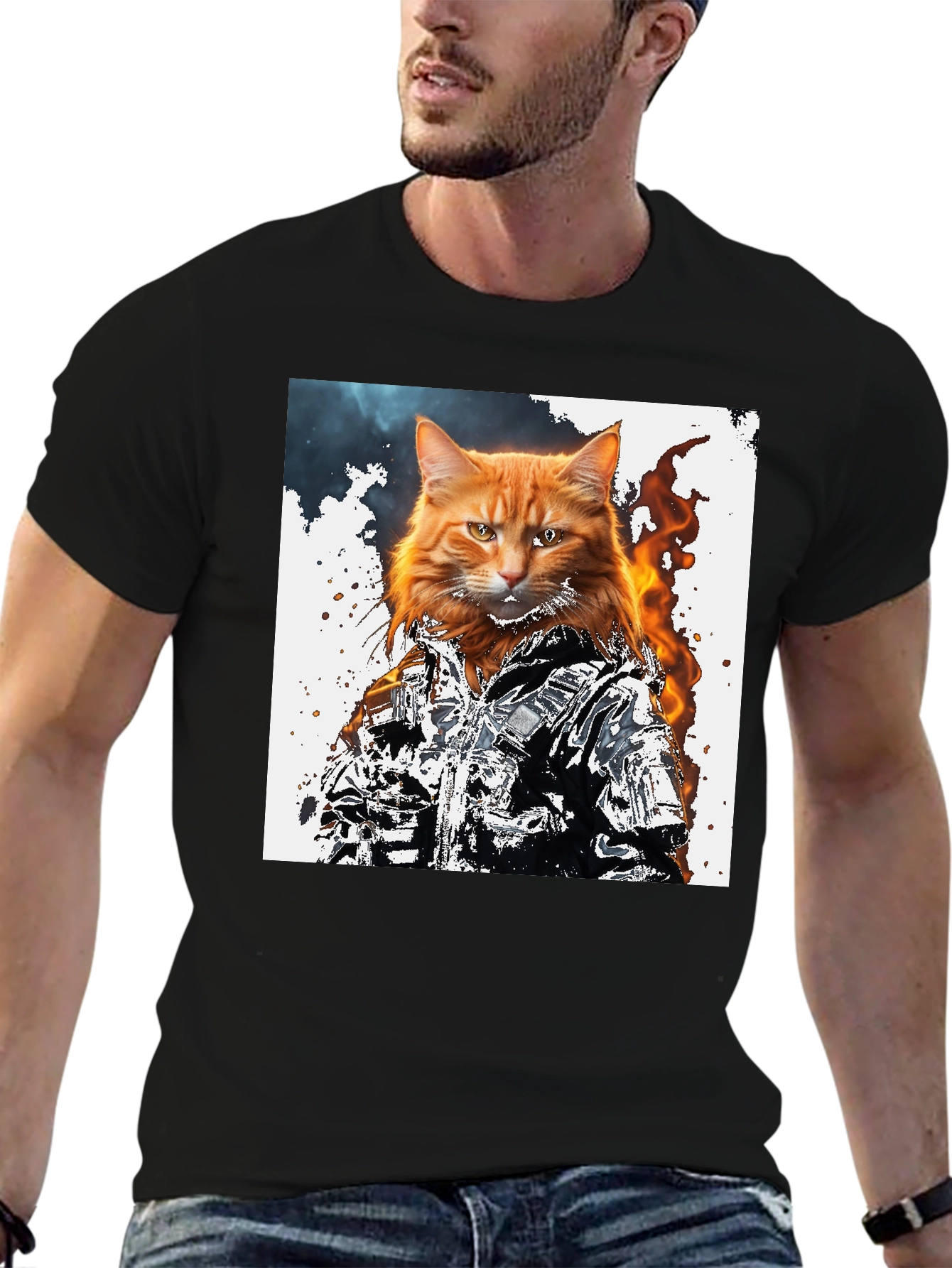 Cool Cat Graphic T-Shirt - Black