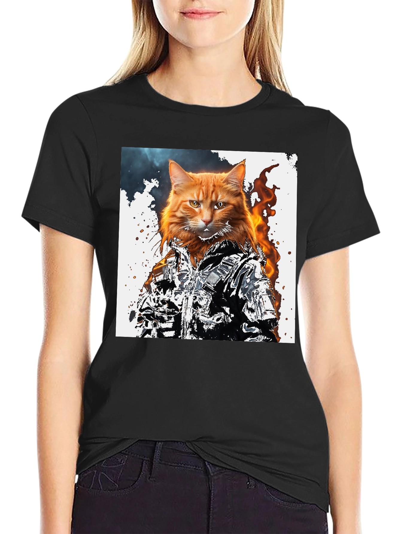 Cool Cat Graphic T-Shirt - Black