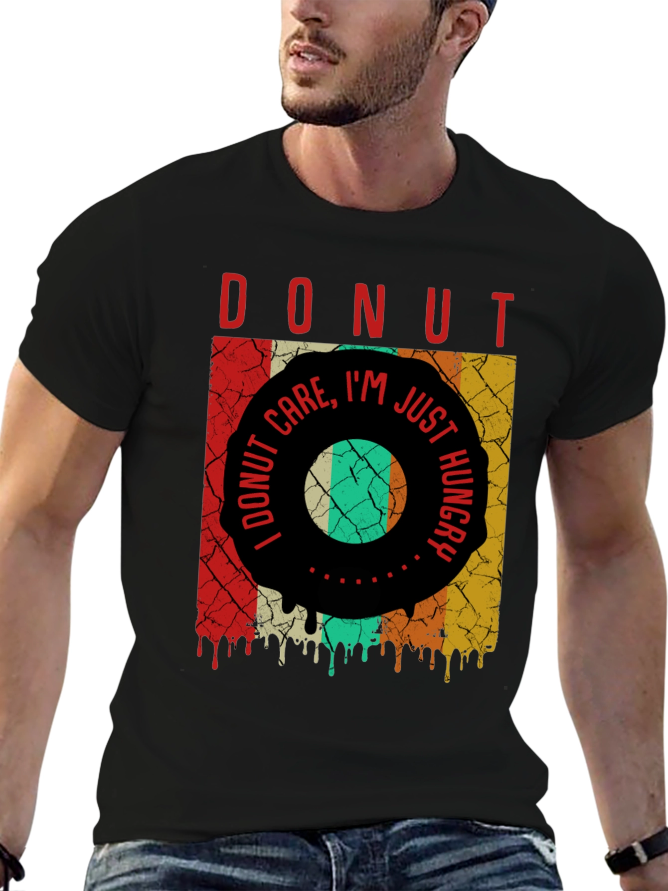 Donut Care Im Just Hungry Mens Graphic Tee