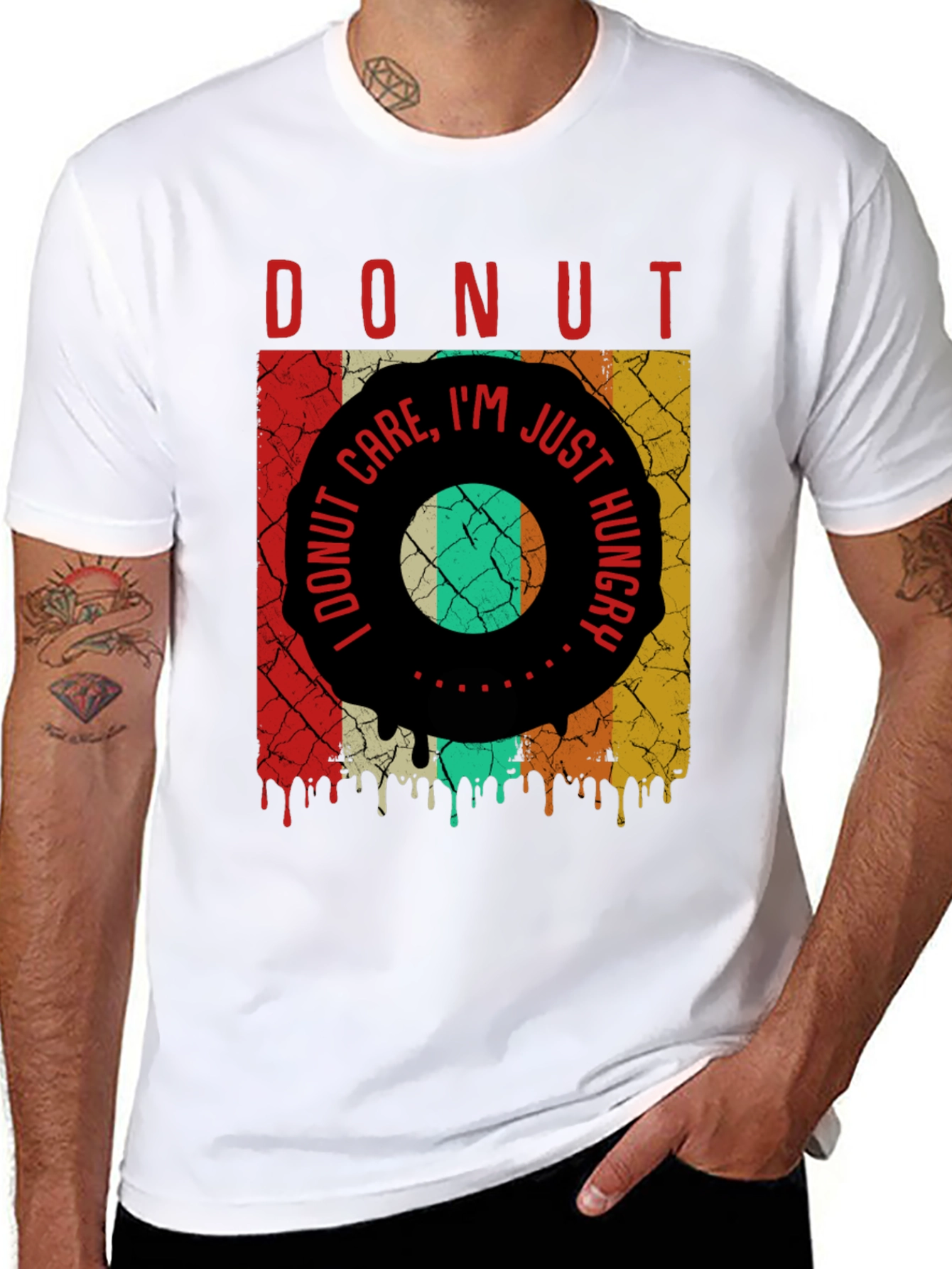 Donut Care Im Just Hungry Mens Graphic Tee