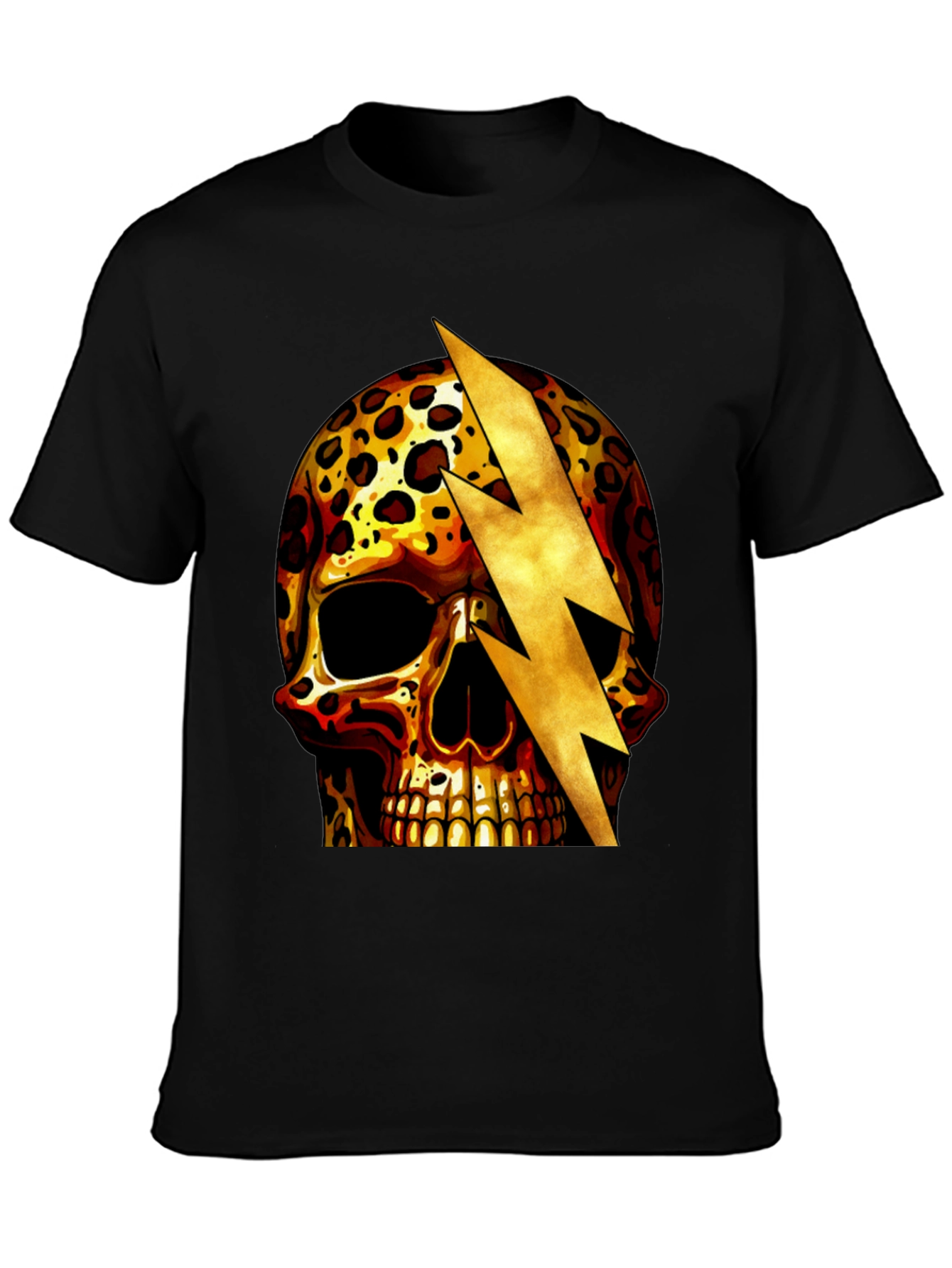 Leopard Skull Lightning Bolt Graphic Tee