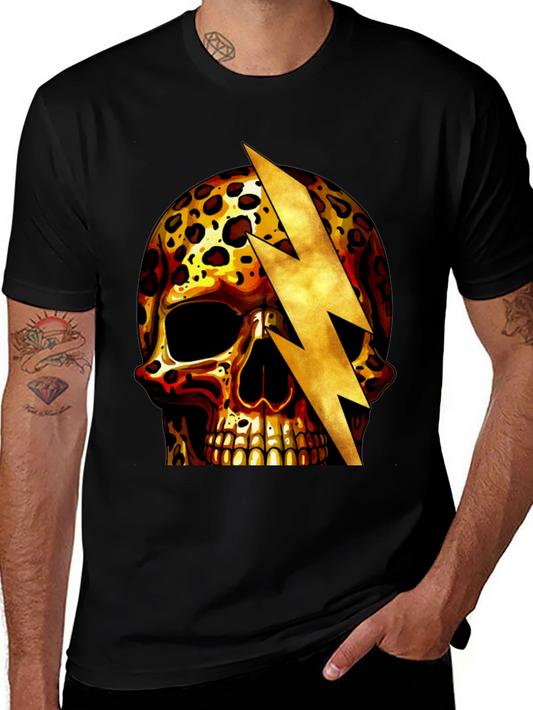 Leopard Skull Lightning Bolt Graphic Tee