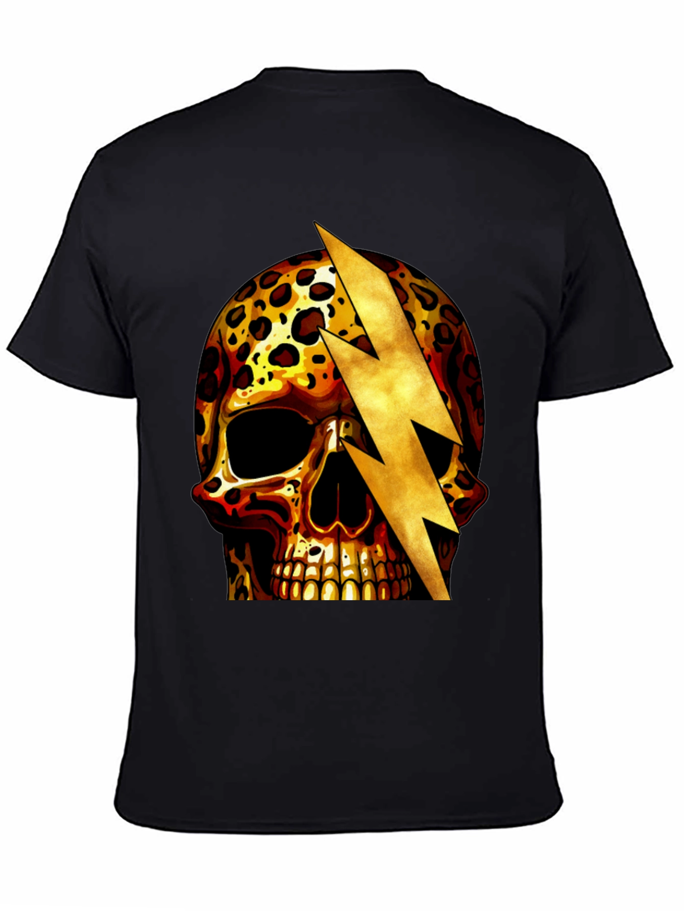 Leopard Skull Lightning Bolt Graphic Tee