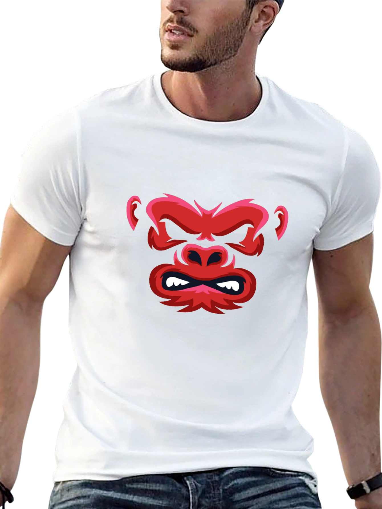 Red Gorilla Graphic Black T-Shirt